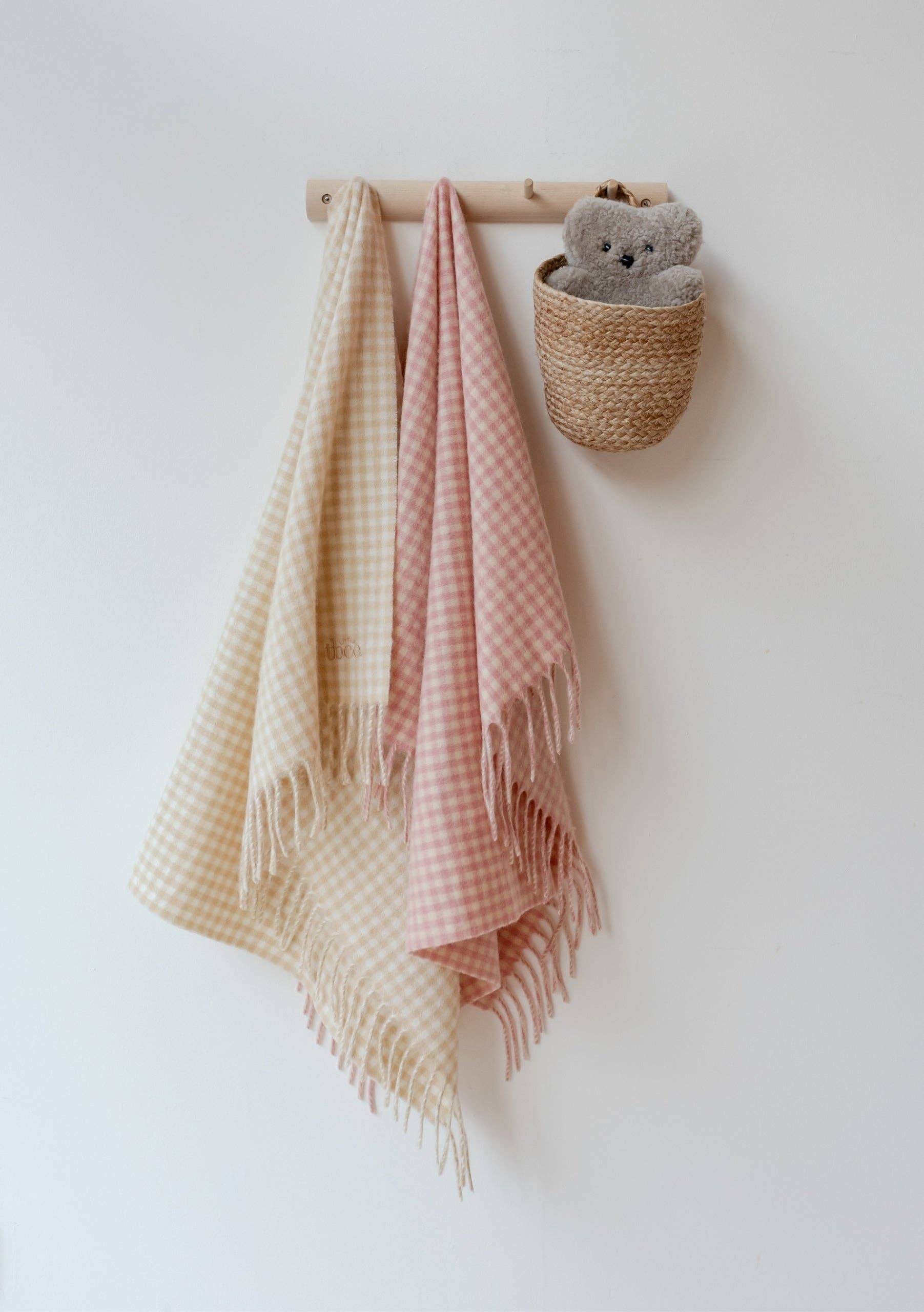 Lambswool Baby Blanket in Oatmeal Gingham - TBCo