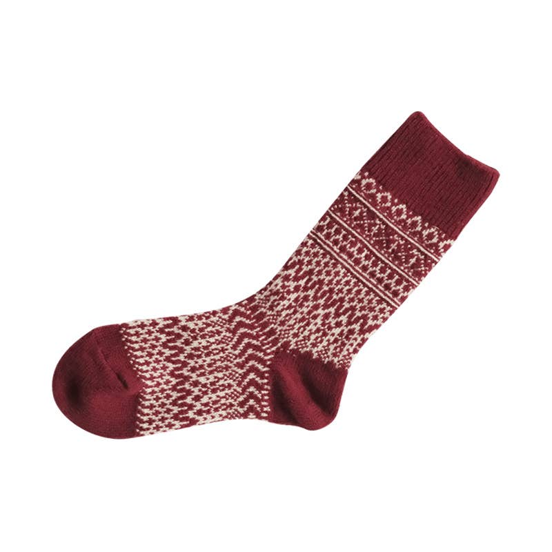 NK0101 Wool Jacquard Socks: Oatmeal / M (USM7-9/USW8-10/EUR40-43)