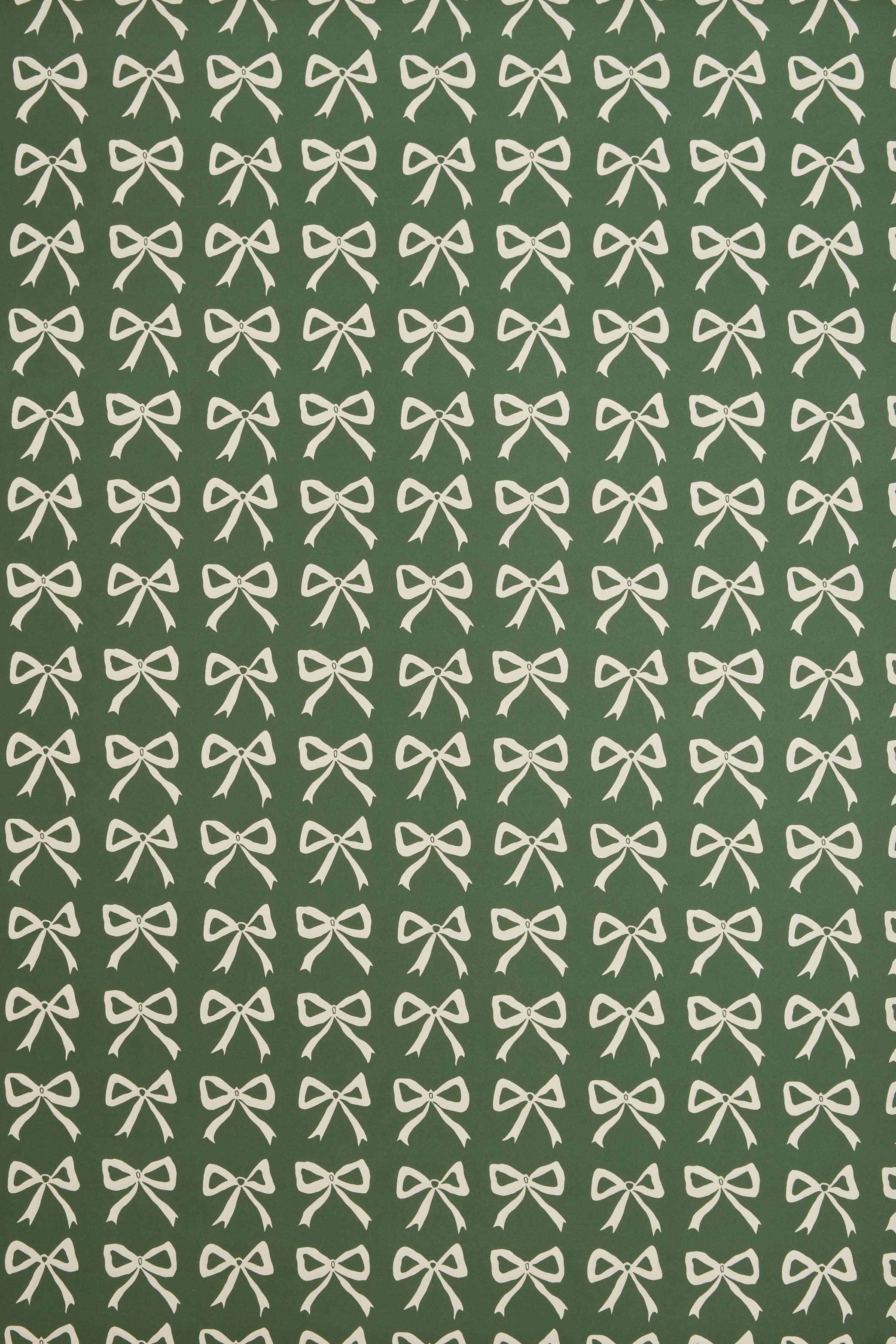 Sissy Club bow print green and white premium wallpaper
