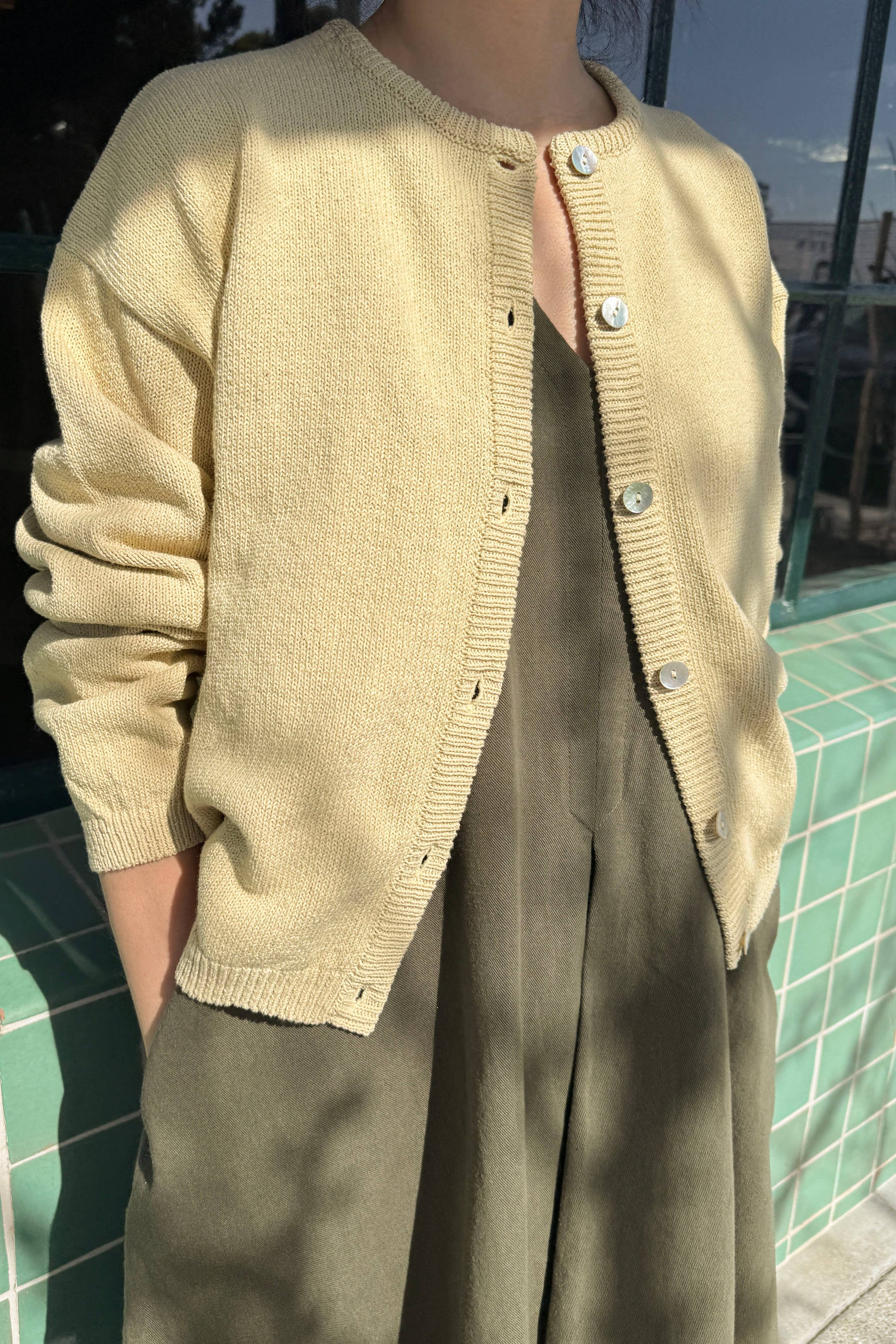 Leila Cotton Cardigan in Custard - Le Bon Shoppe
