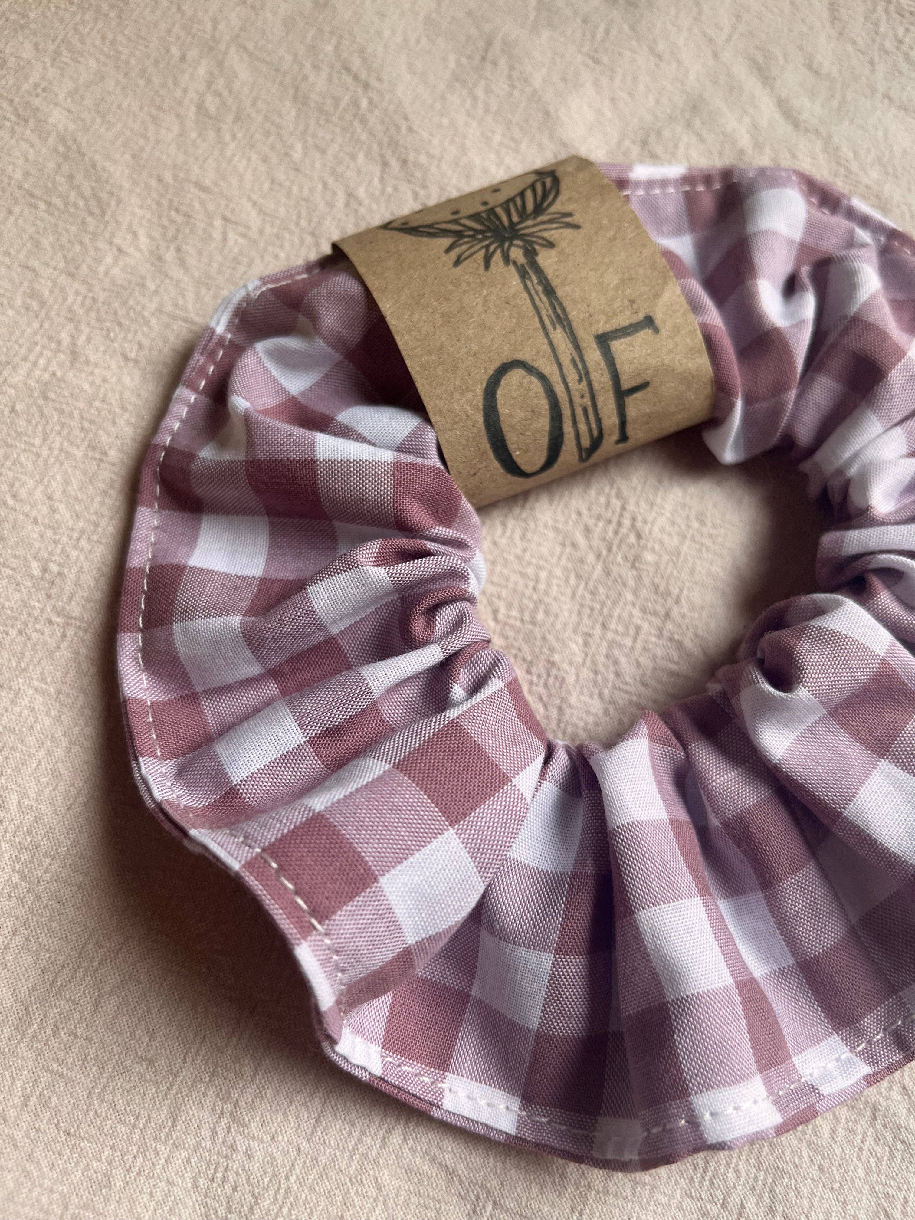 Scrunchie -Gingham - Cotton various colours: Dusky pink