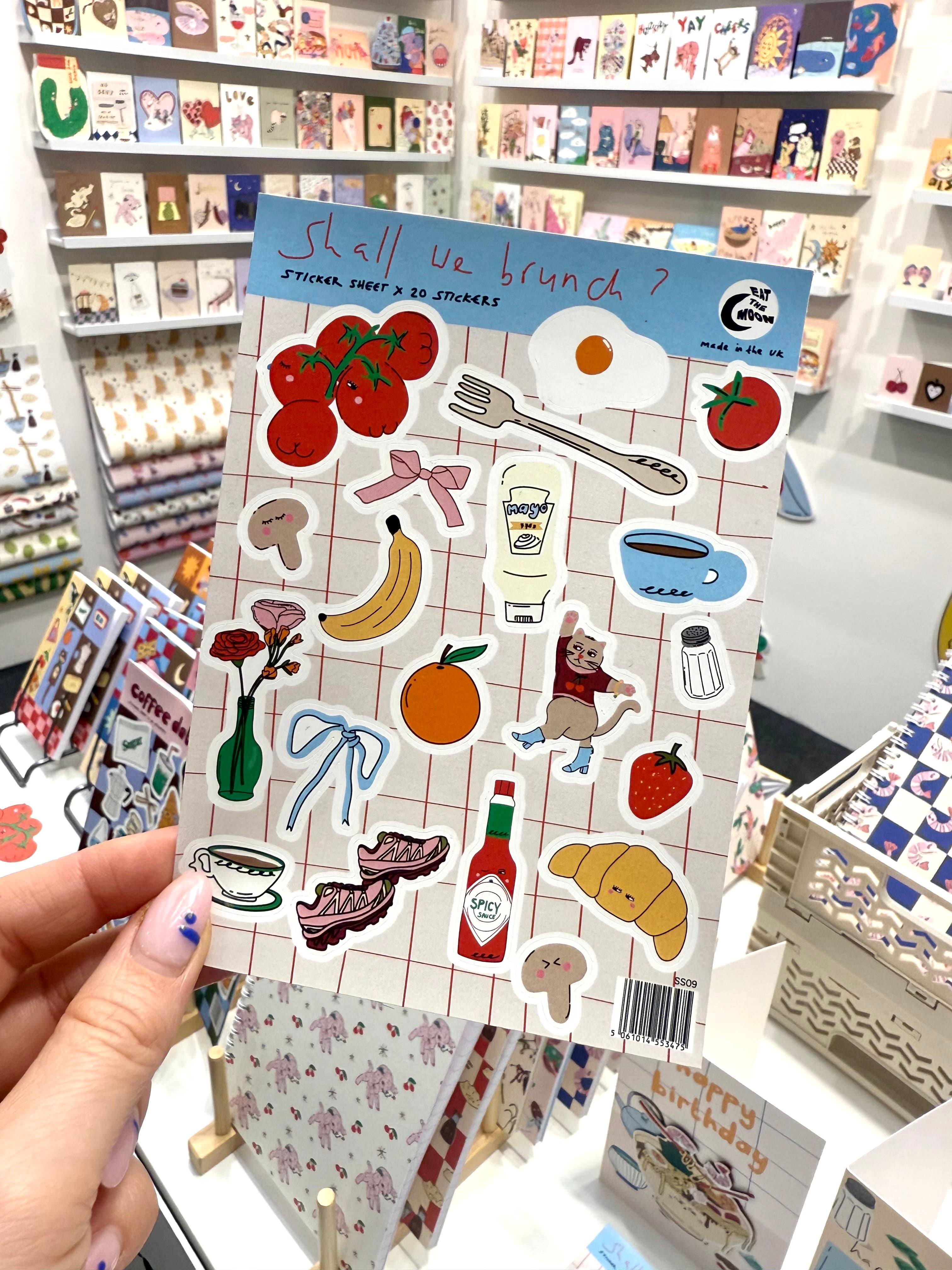A6 sticker sheet, 20 x mini stickers, Shall we brunch?