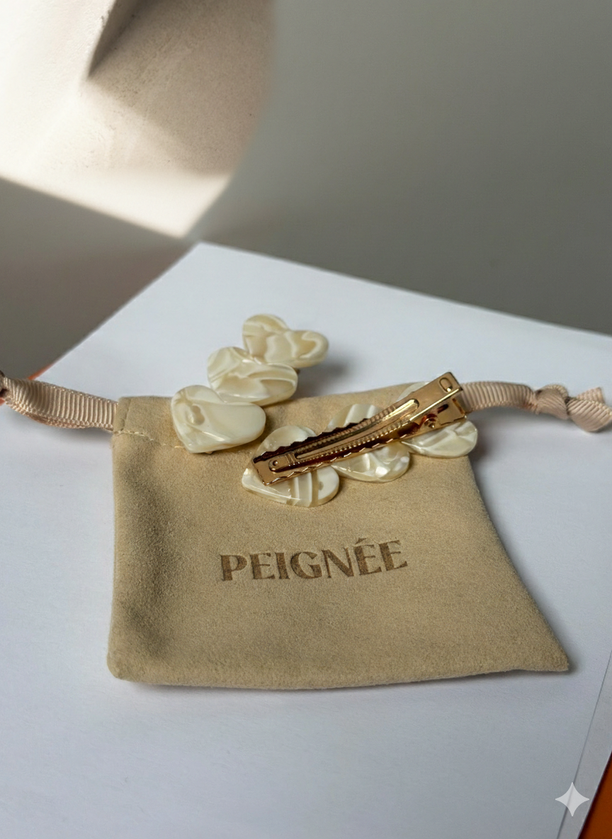 Heart Clip - Popcorn (Pair) - Peignee Paris