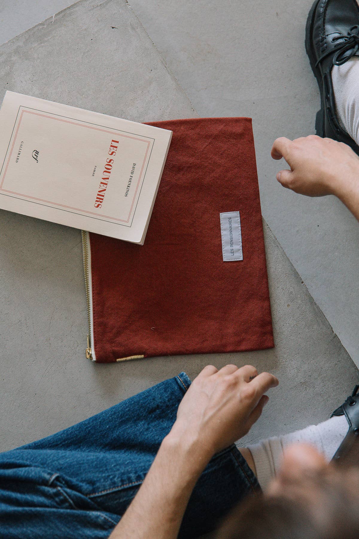 Large Pouch in Rust Organic Cotton Canvas