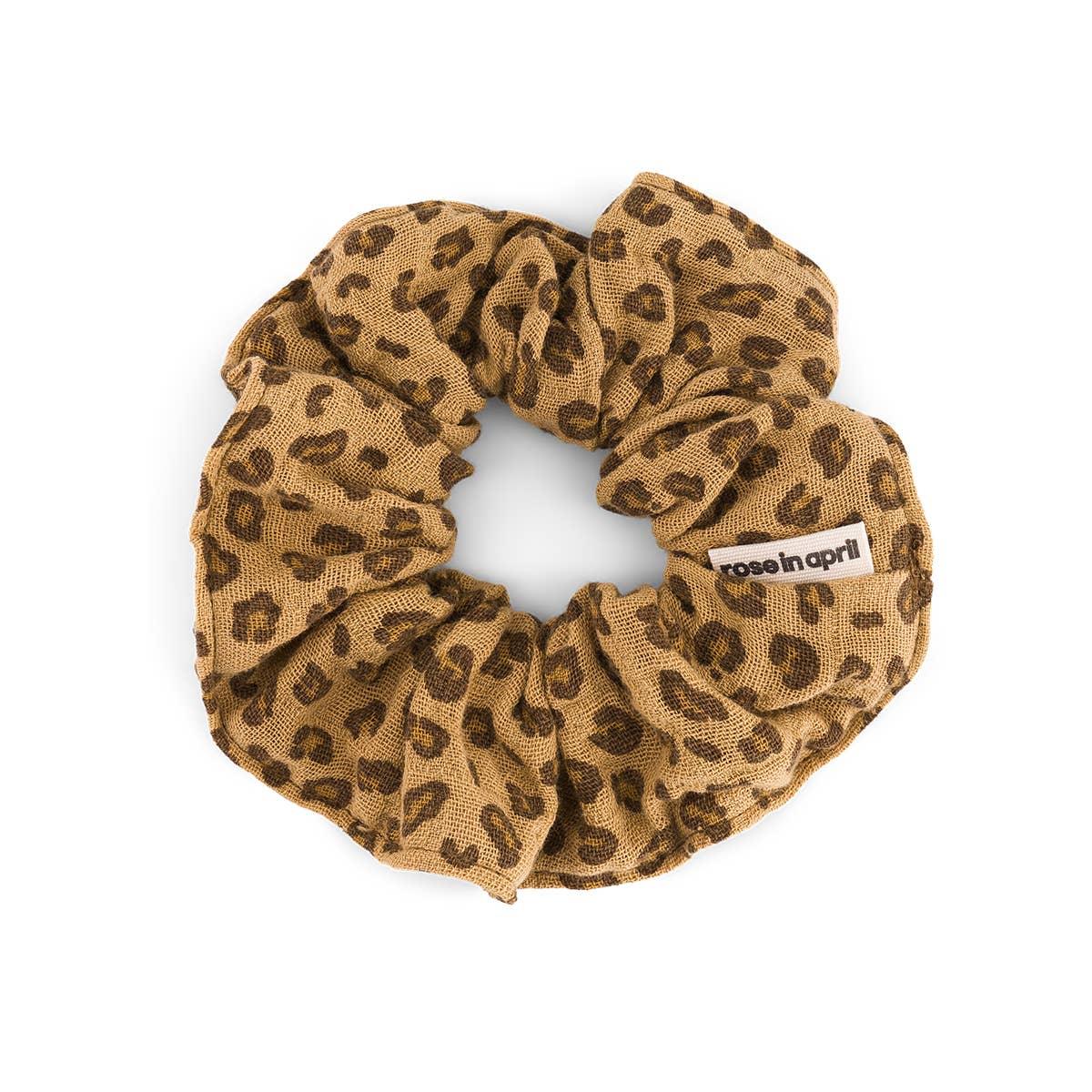 Rose in April leopard print cotton scrunchie in brown and black