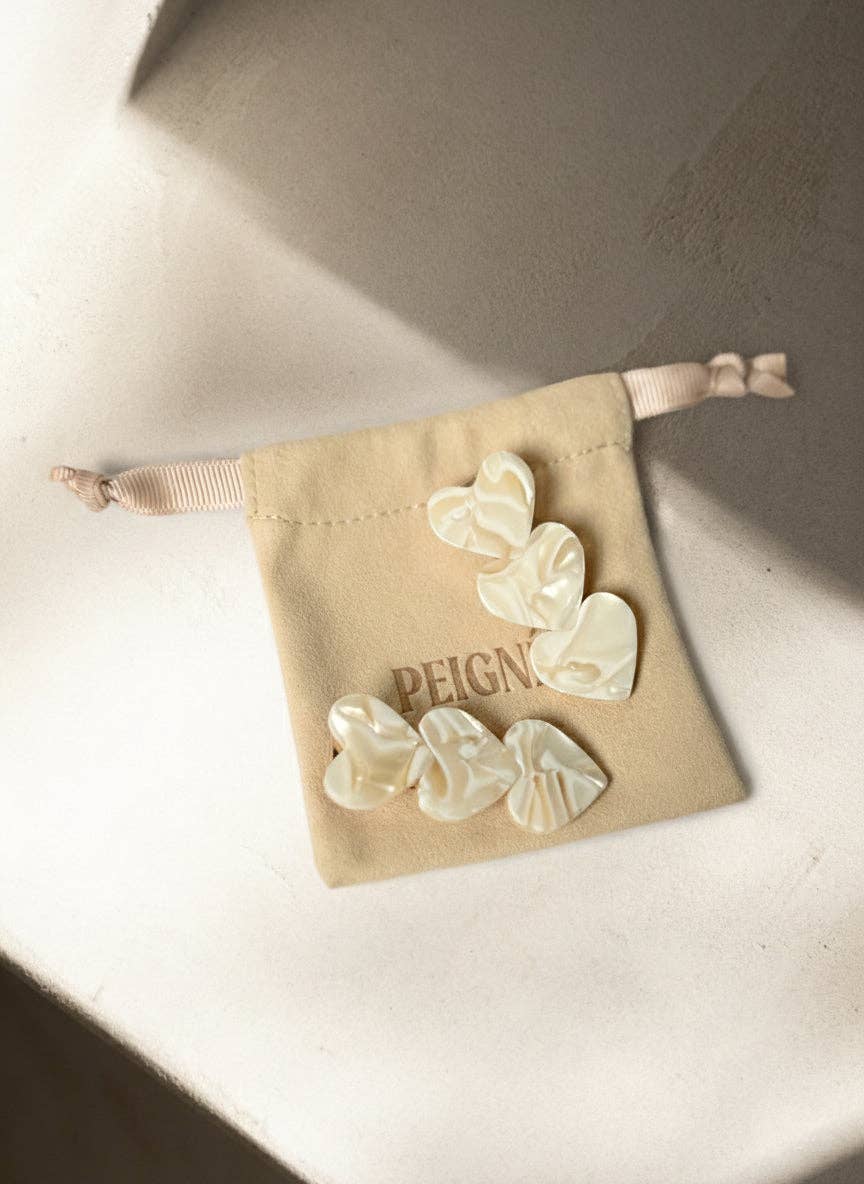 Heart Clip - Popcorn (Pair) - Peignee Paris