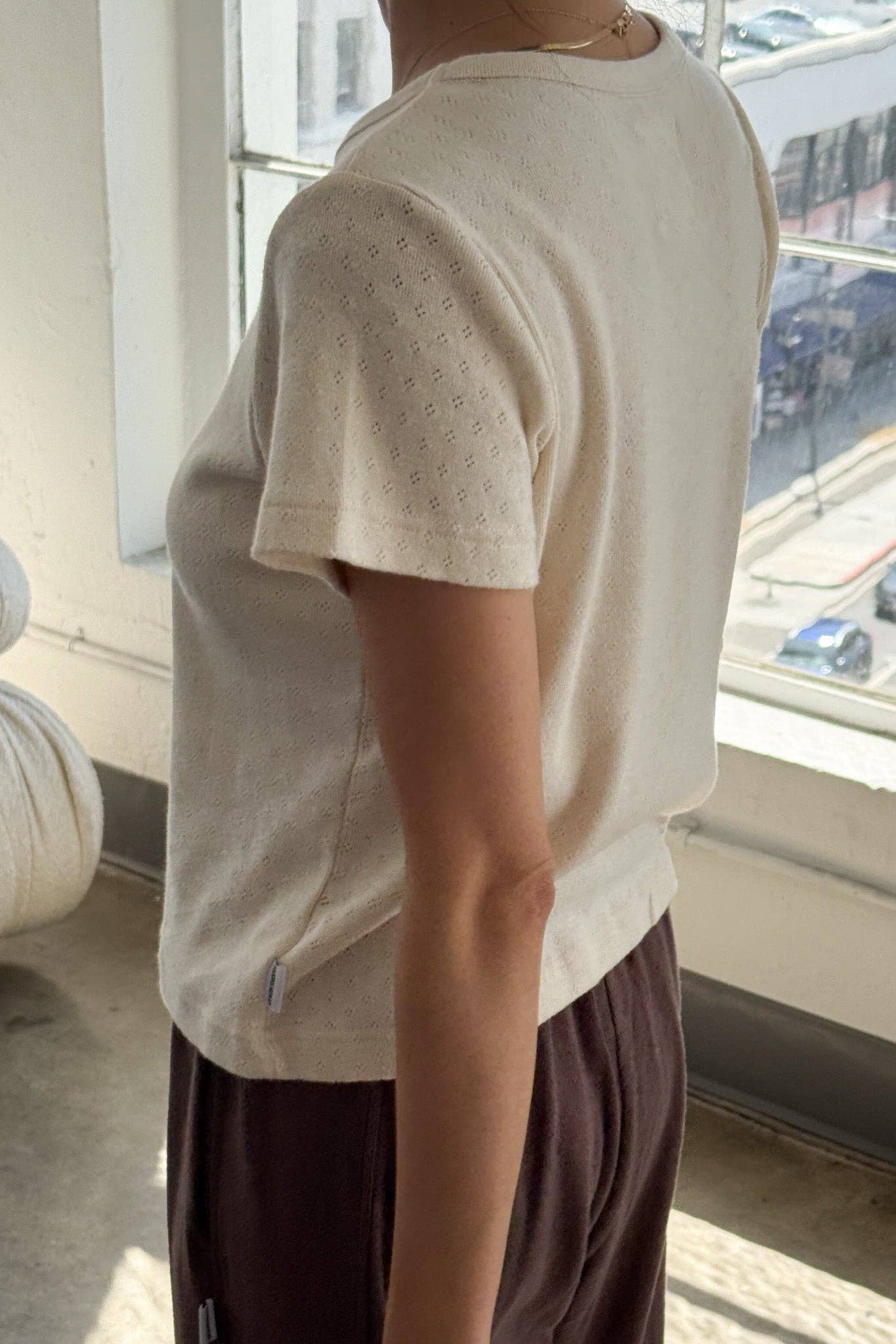 Pointelle Babe Tee Naturel - Le Bon Shoppe