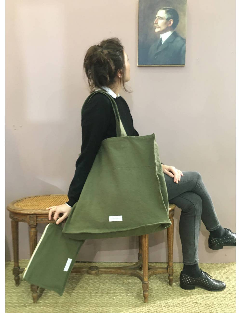 Les Pensionnaires Canvas Tote in Capri Green