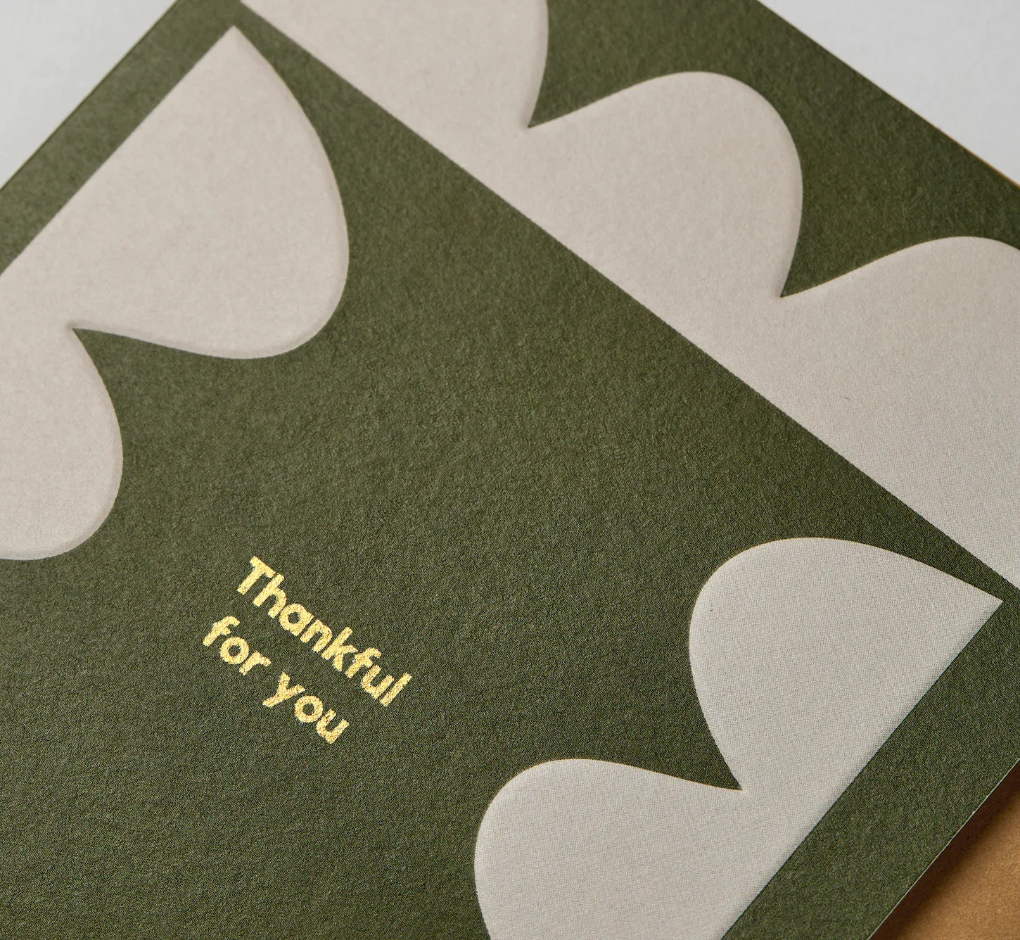 Rifle Paper Co. thank you card, green and cream premium paper, gold foil lettering