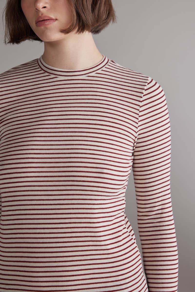 Amente Stripe Knit Top — Cream & Wine