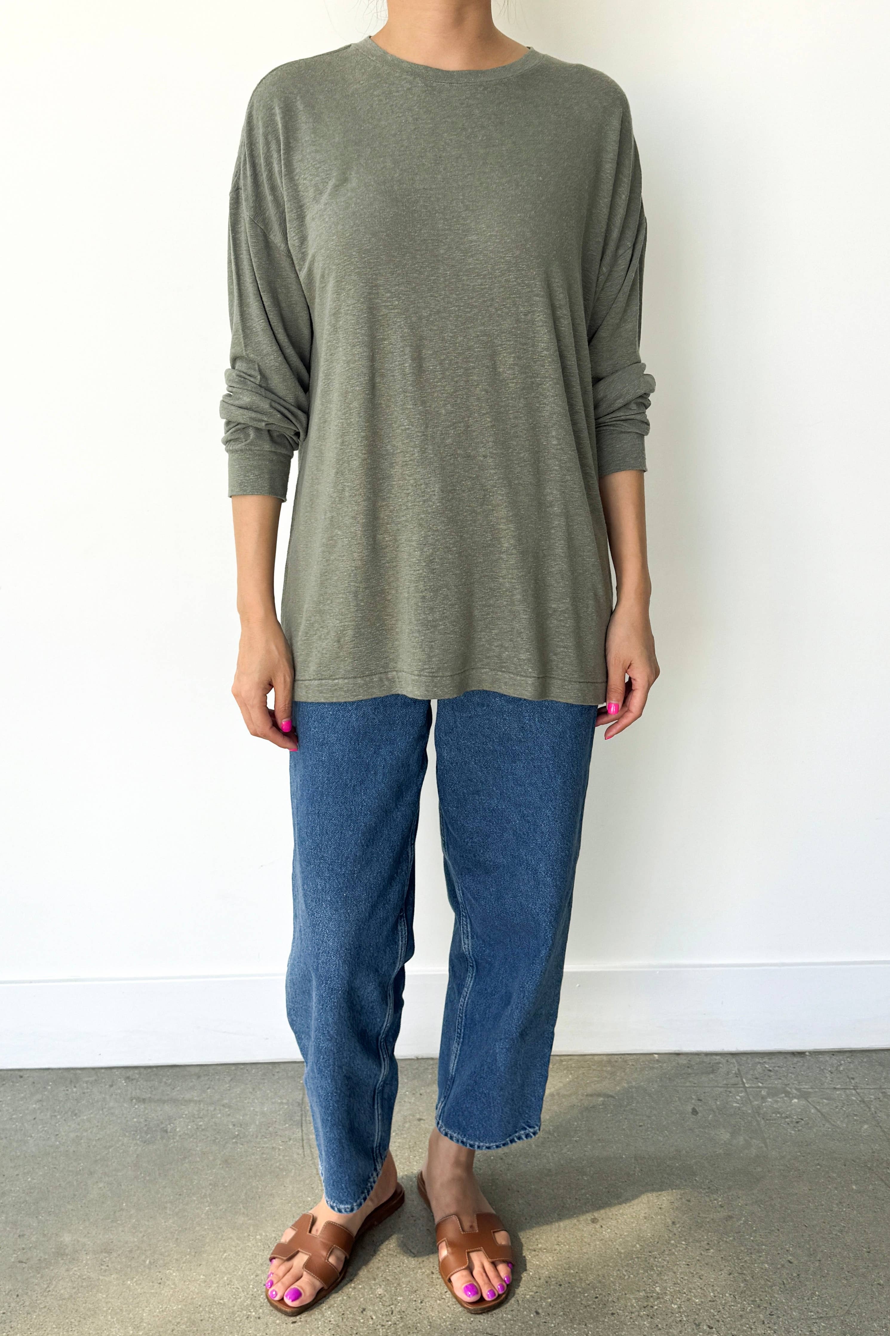 Haze Linen Blend Tee: Moonbeam - Le Bon Shoppe