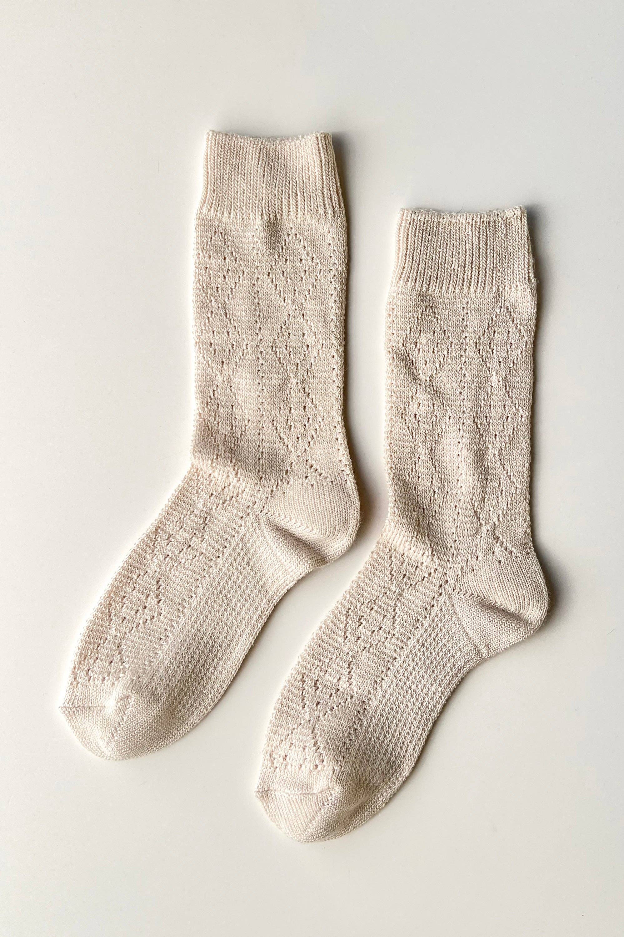 Modal Eyelet Socks Oyster - Le Bon Shoppe