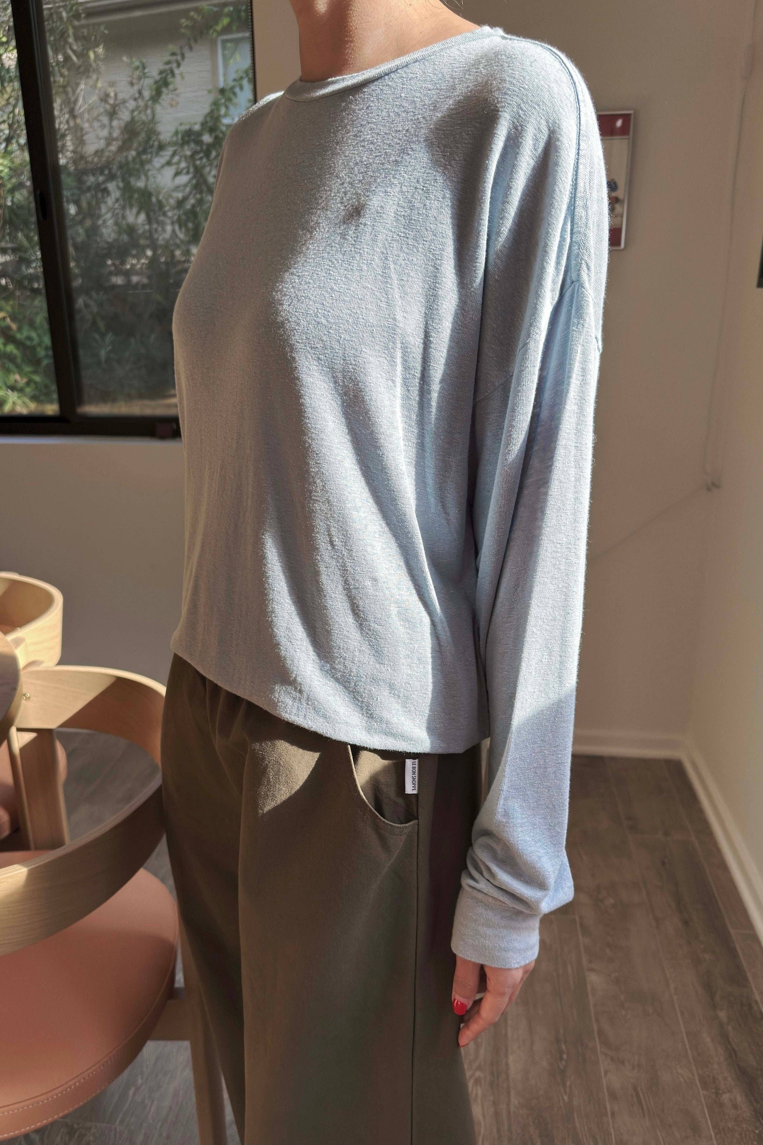 Haze Linen Blend Tee: Moonbeam - Le Bon Shoppe