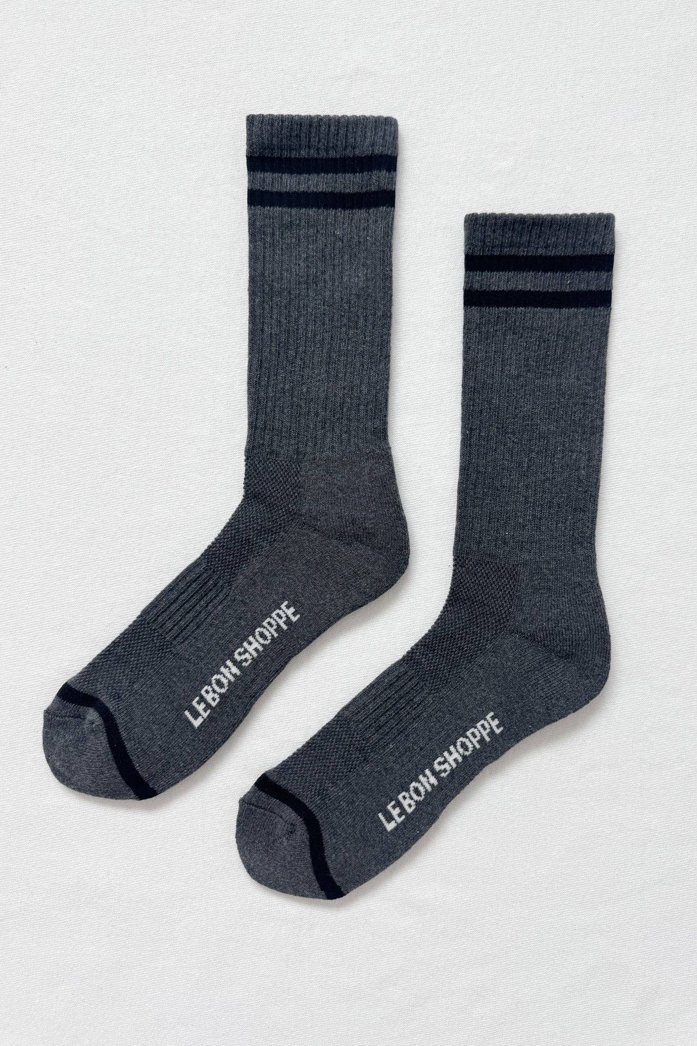 EXTENDED Boyfriend Socks (wholesale): Charcoal