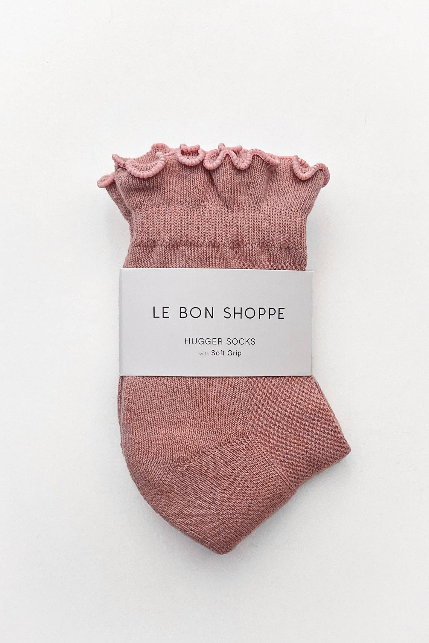 Ruffled Hugger Crew Socks (Wholesale): HT. GREY / RED