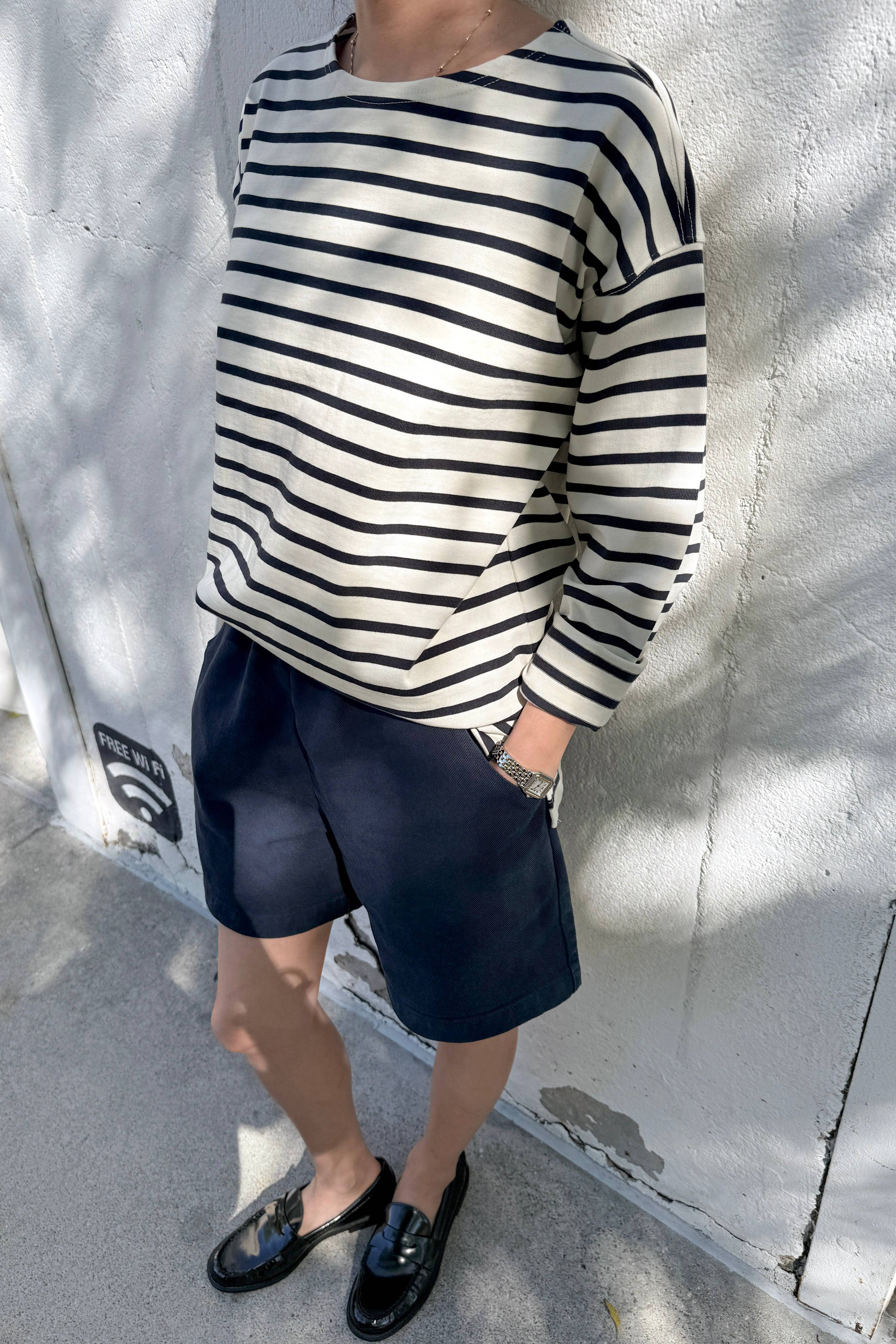 Marseille Top White Stripe On Navy - Le Bon Shoppe
