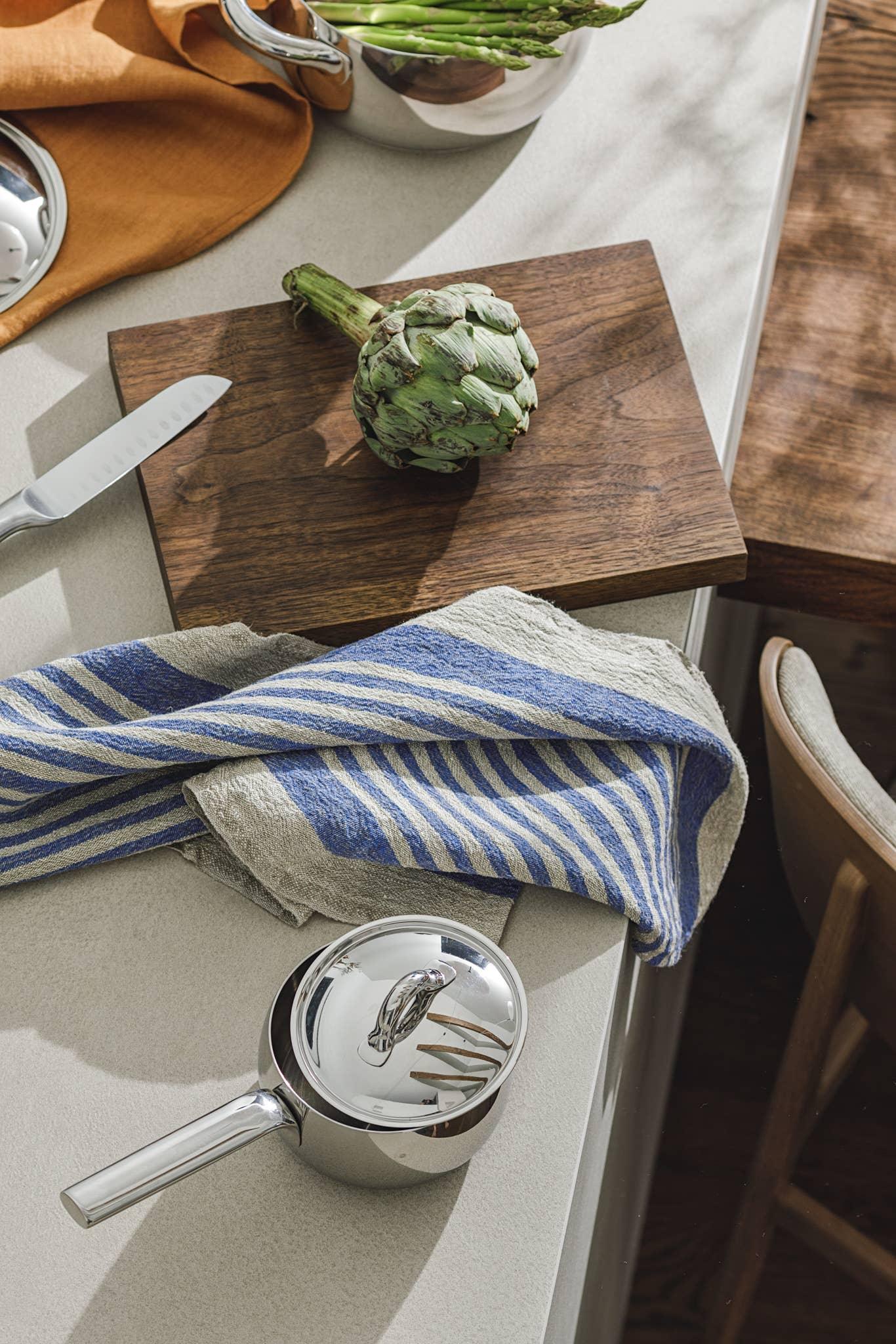 Linen Tea Towel / Cobalt stripes by Dodesign
