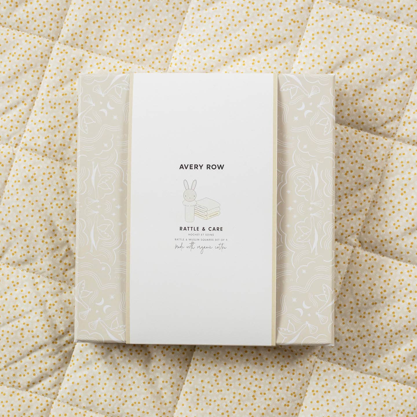 Avery Row Rattle & Care New Baby Gift Set – Chamomile