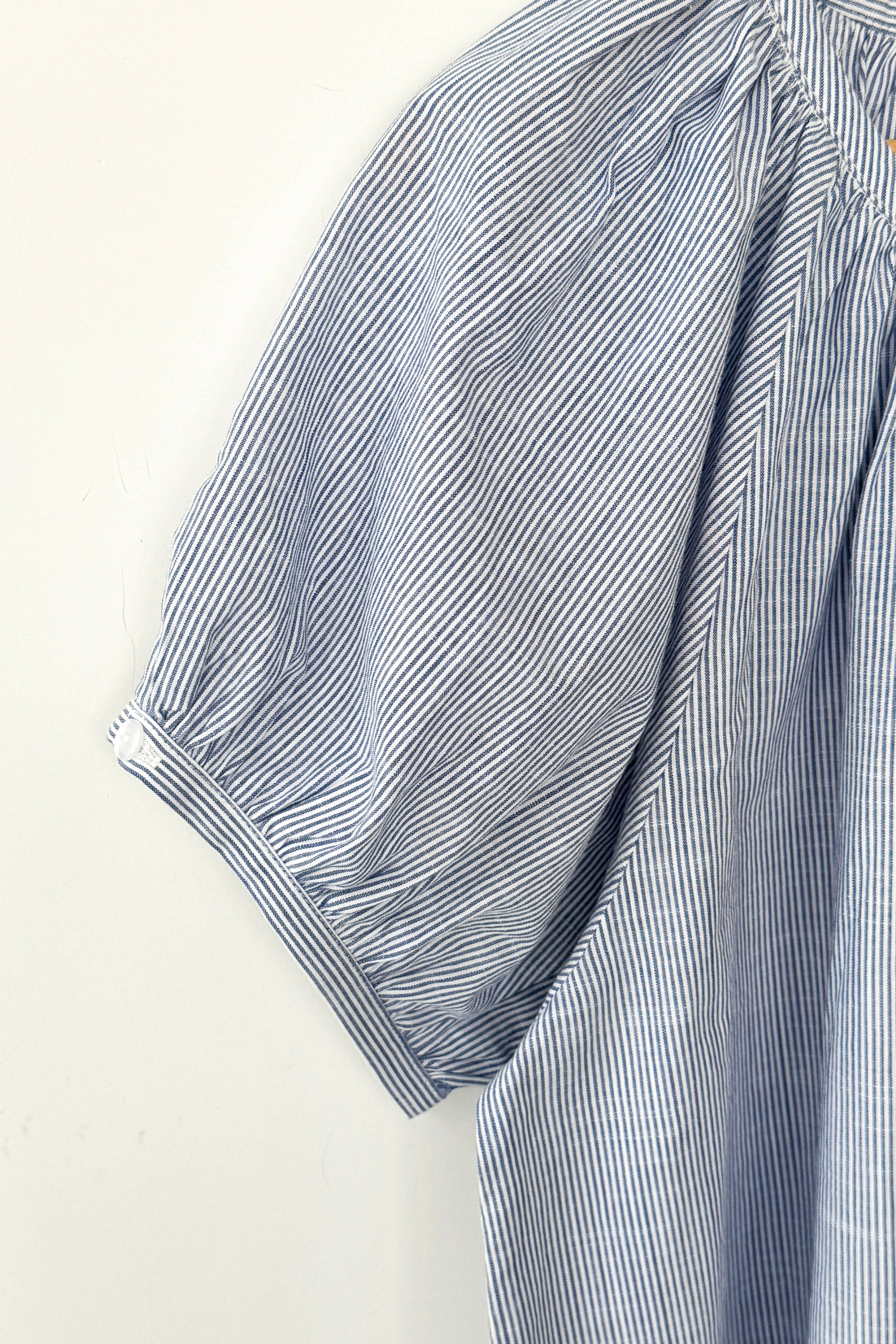 Emily Short Sleeve Top in Blue Stripe — Le Bon Shoppe