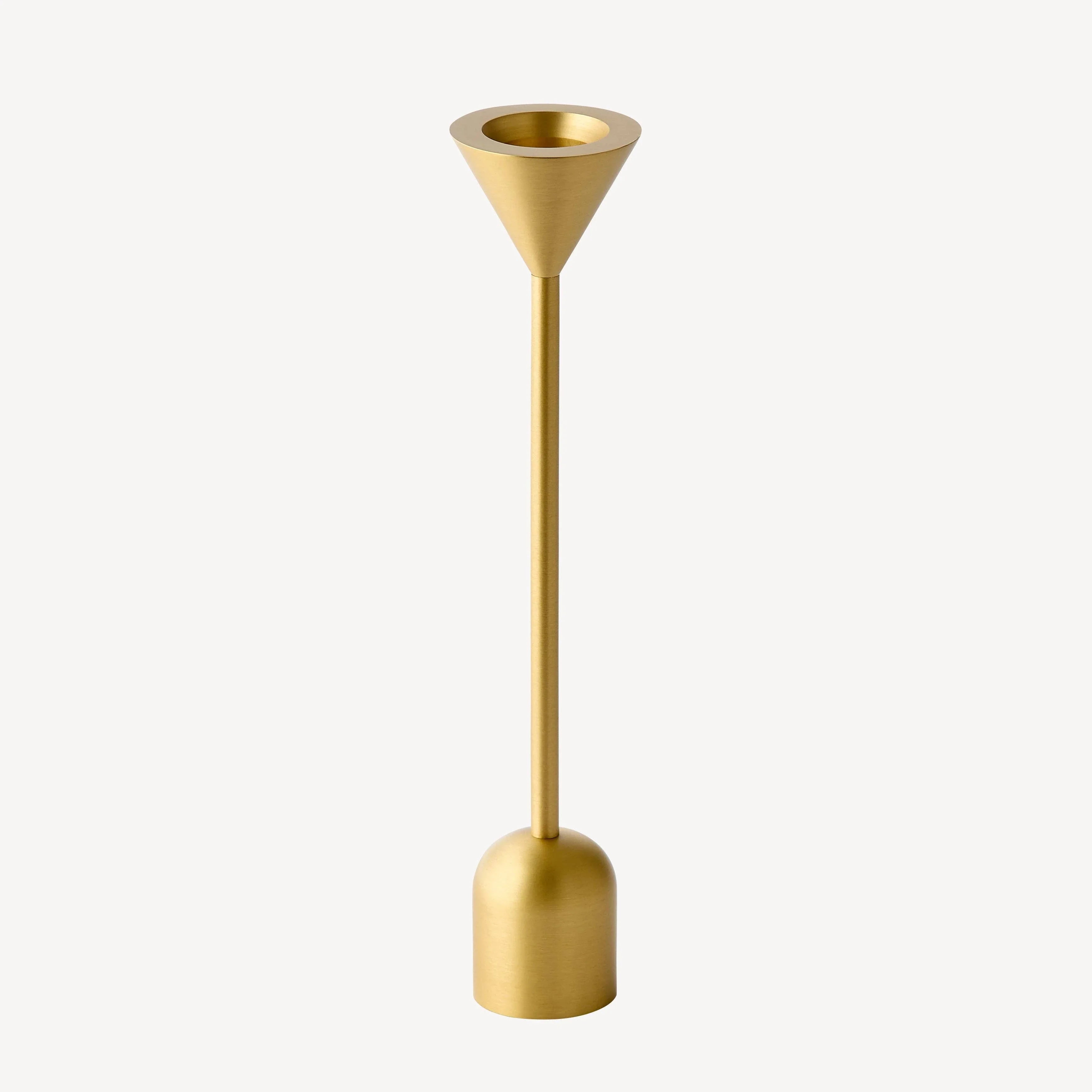 Ferm Living brass candle holder, minimalist gold metal design