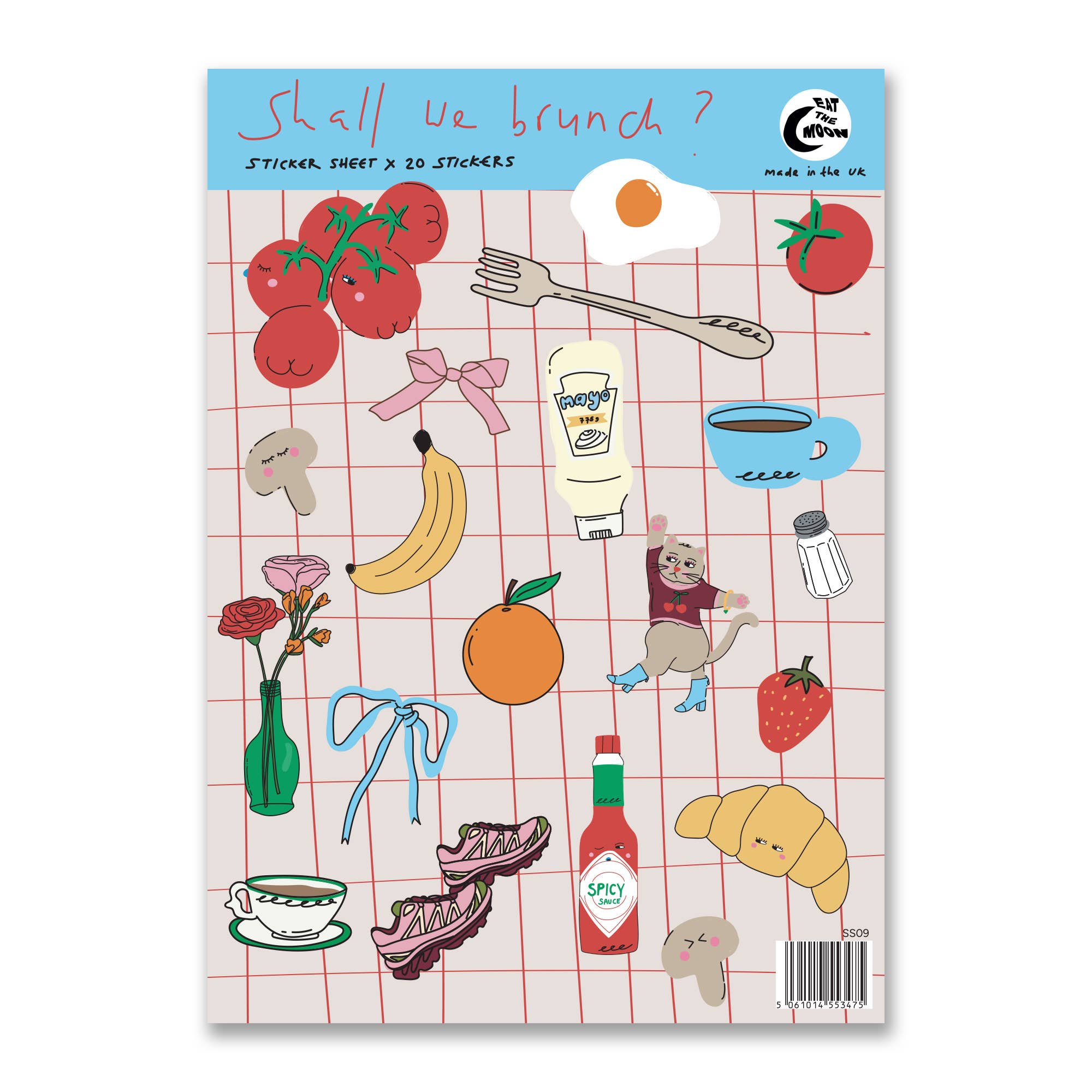 A6 sticker sheet, 20 x mini stickers, Shall we brunch?