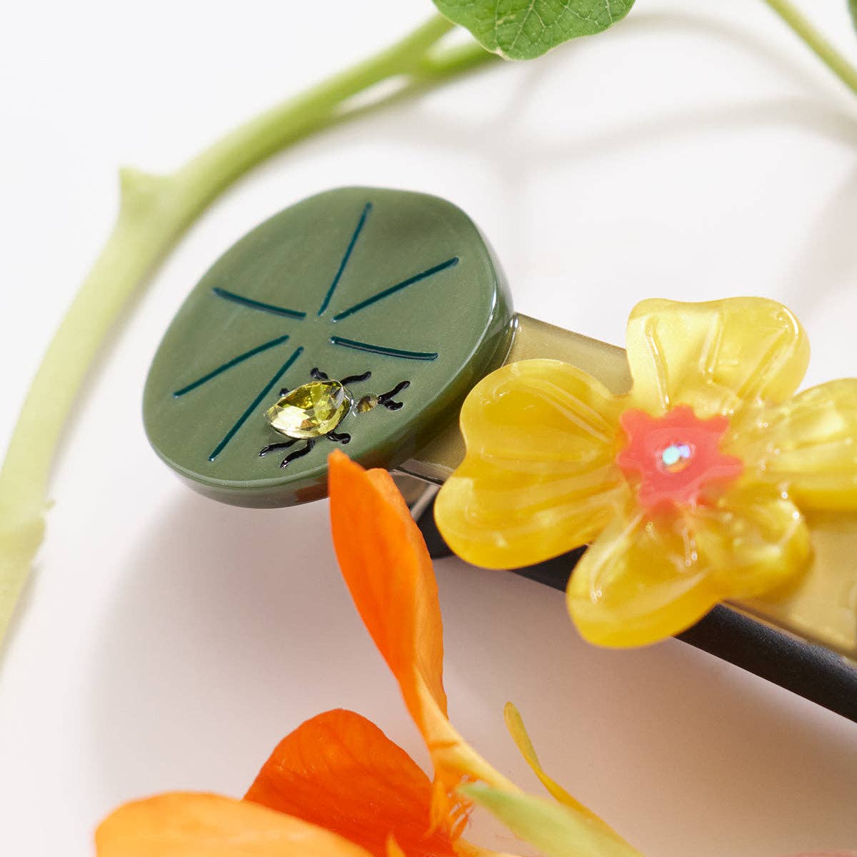 Jewelled Nasturtium French Barrette — Winona Irene