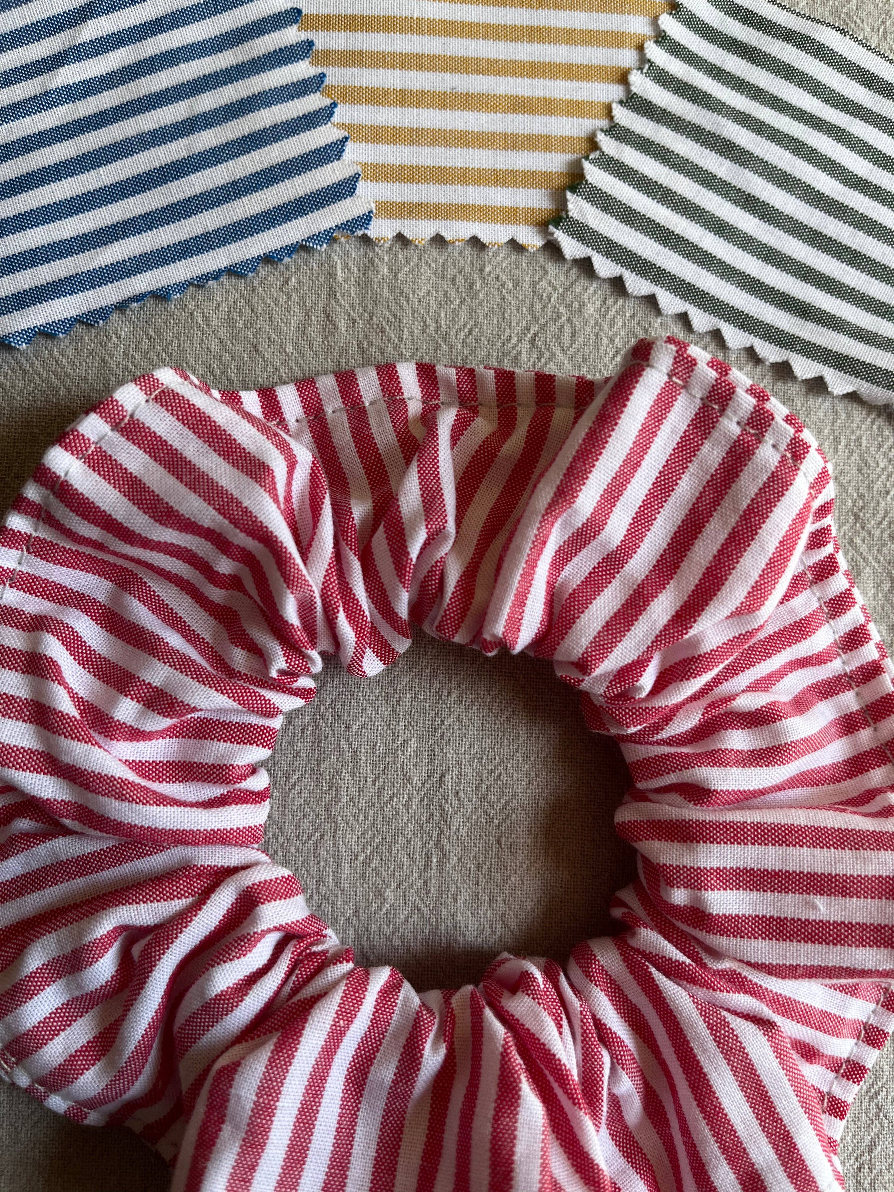 Scrunchie -Stripe (various colours) - Cotton: Red stripe