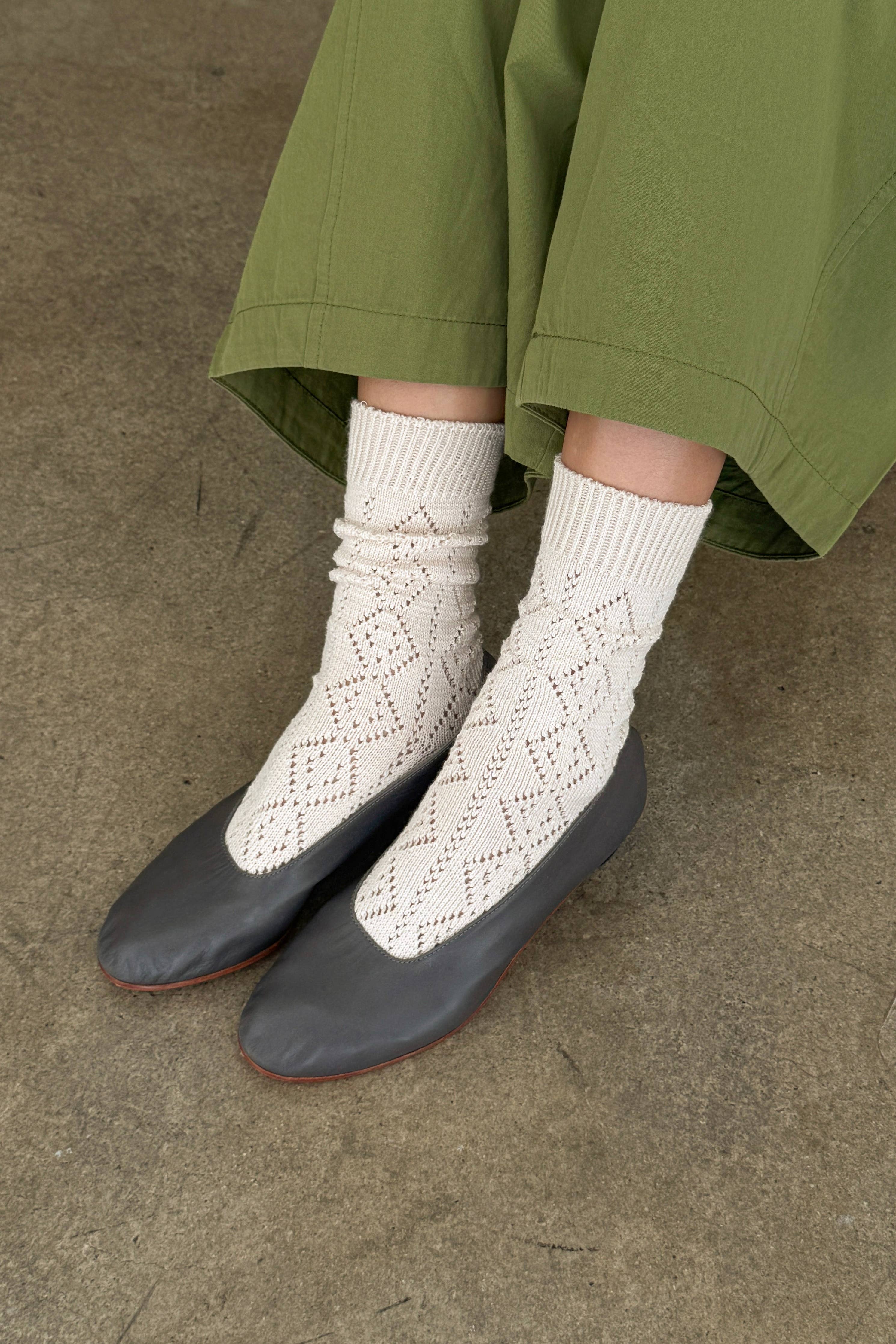 Modal Eyelet Socks Oyster - Le Bon Shoppe