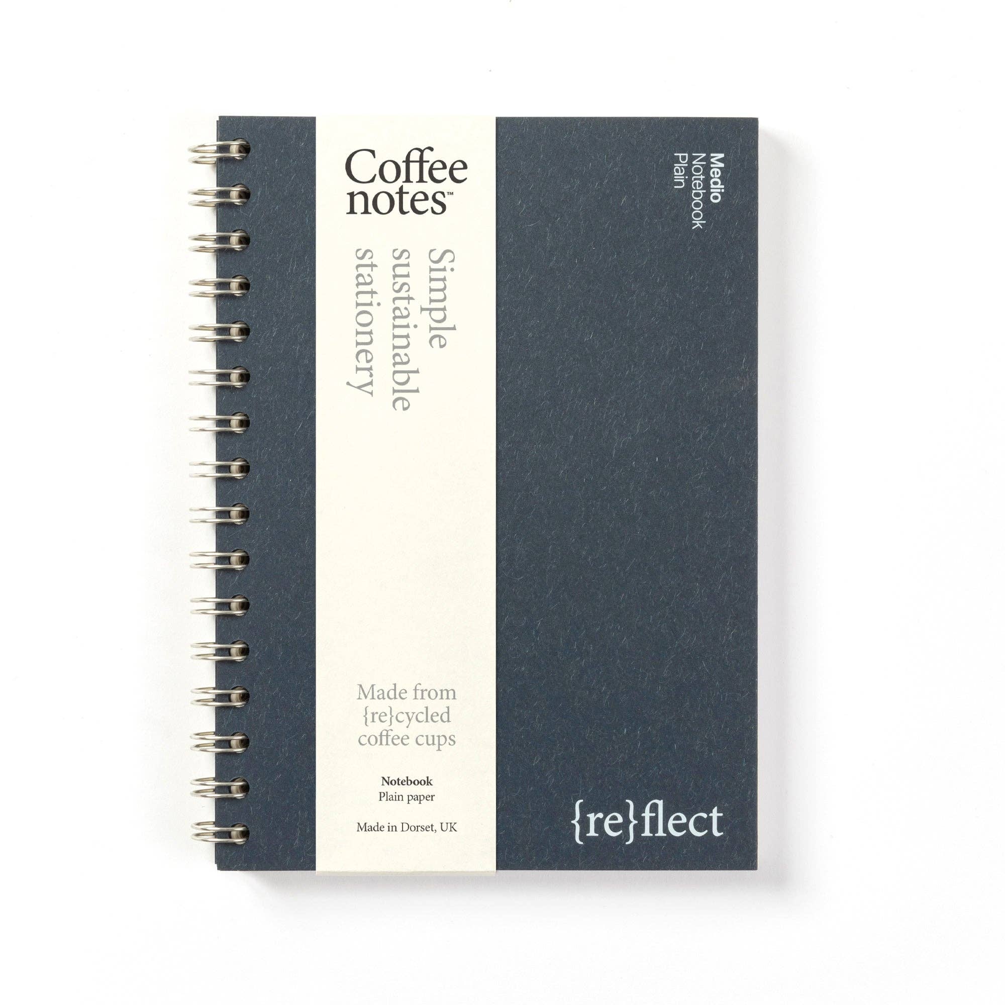 Navy Wool Wirebound Notebook (Plain): Grande - Coffeenotes