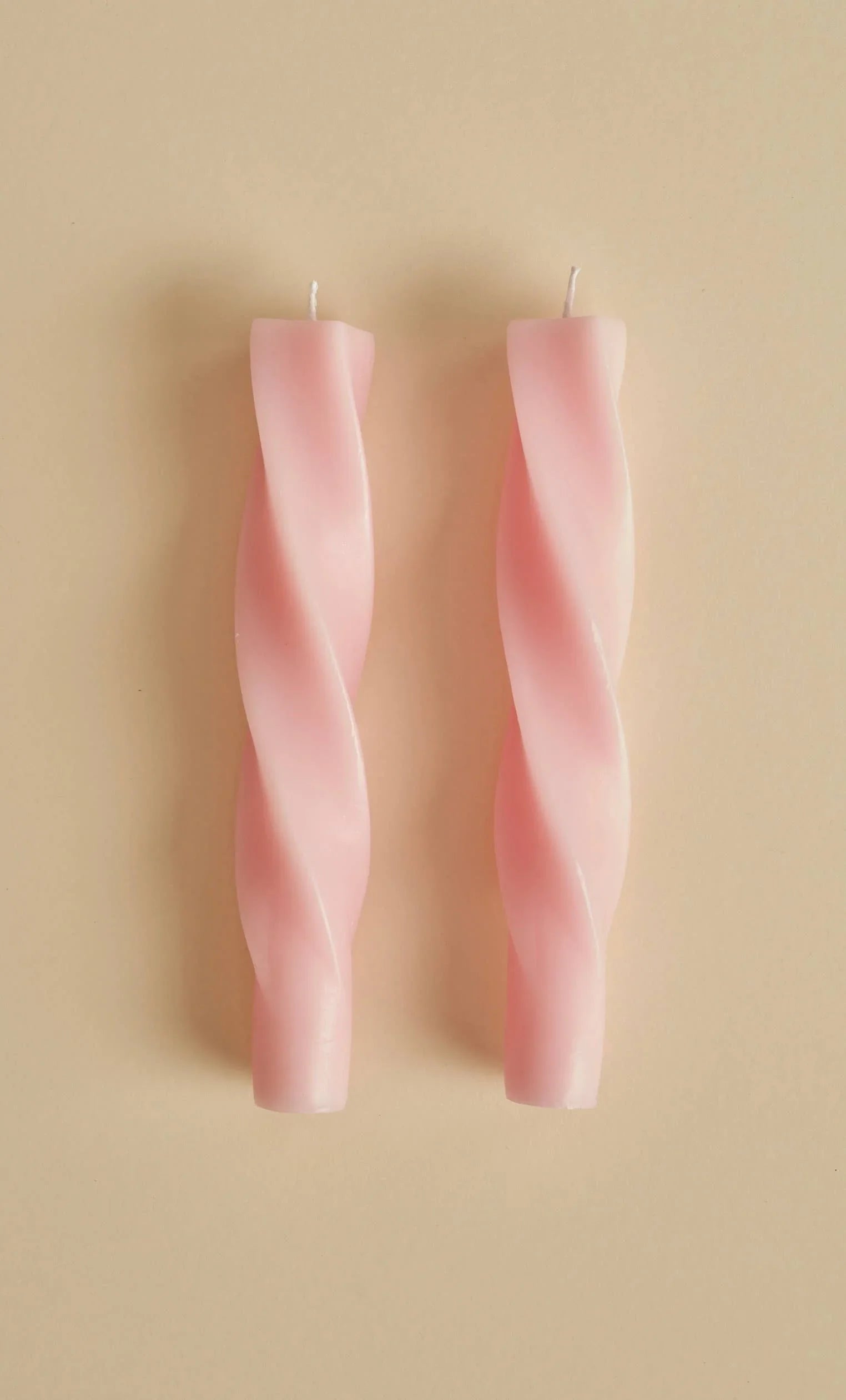 Lex Pott pink twisted wax candles, set of two, premium paraffin, minimalist style