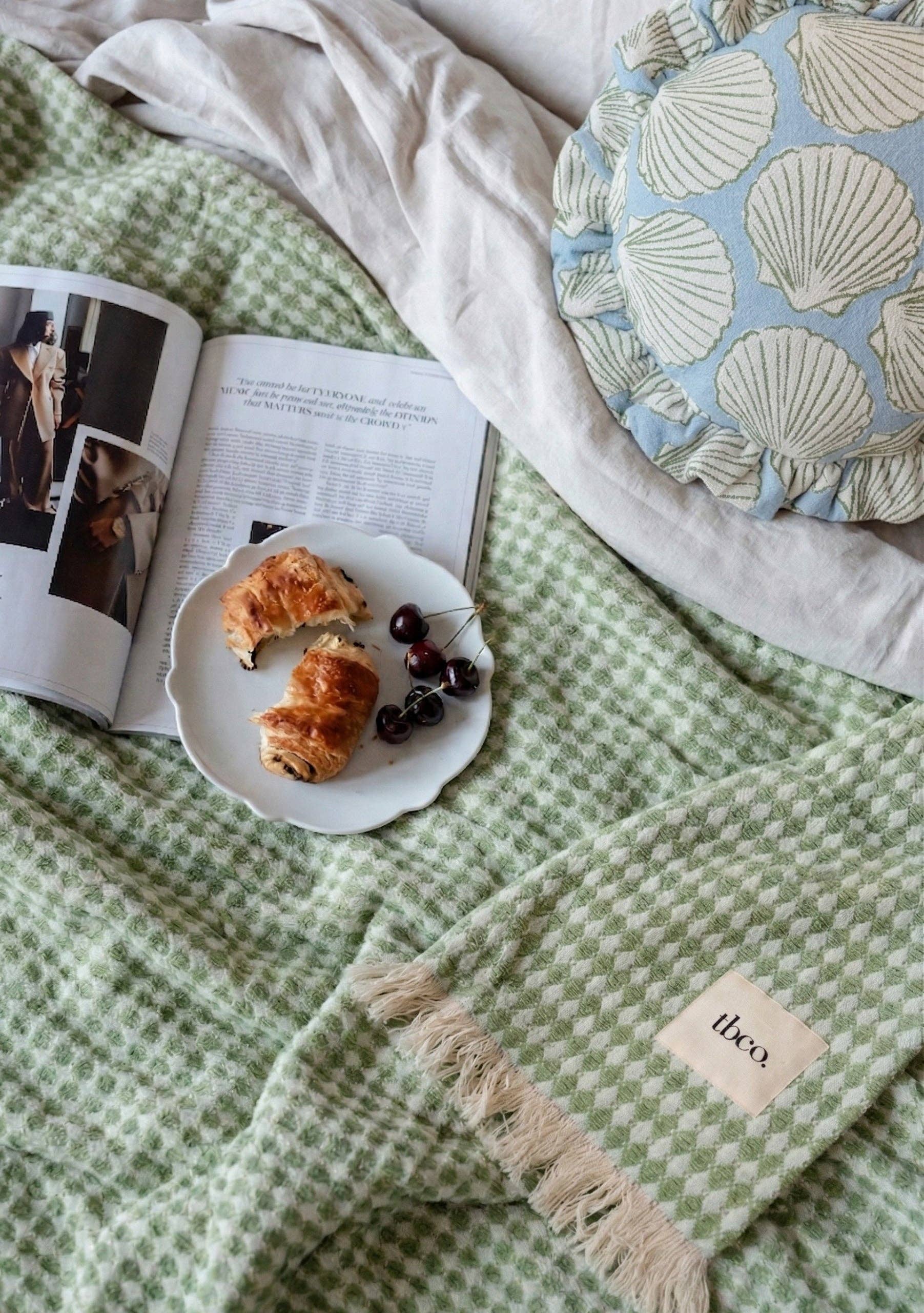 Cotton Throw in Green Argyle - TBCo