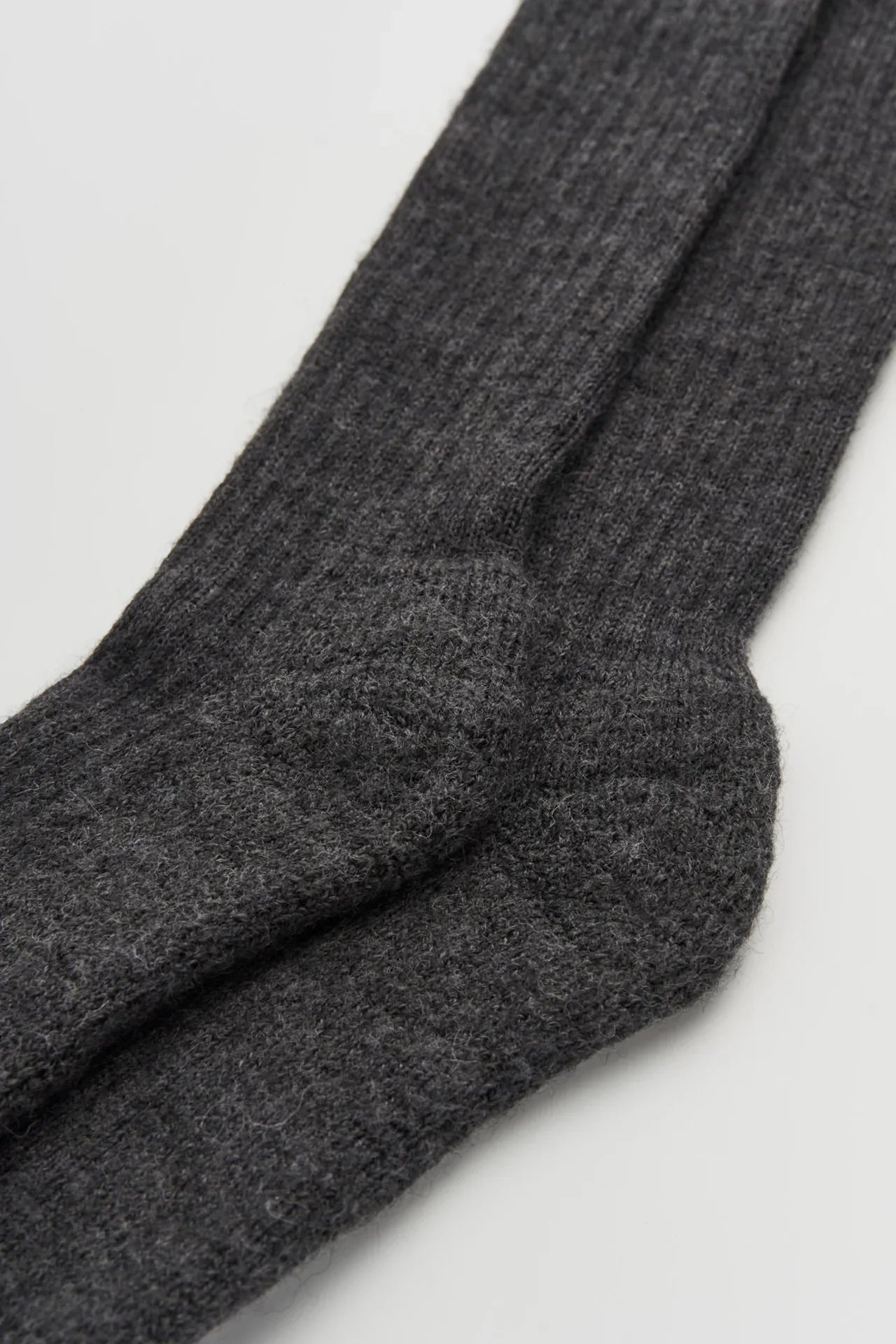 Ombre Nino alpaca wool socks in dark charcoal grey, premium textured knit