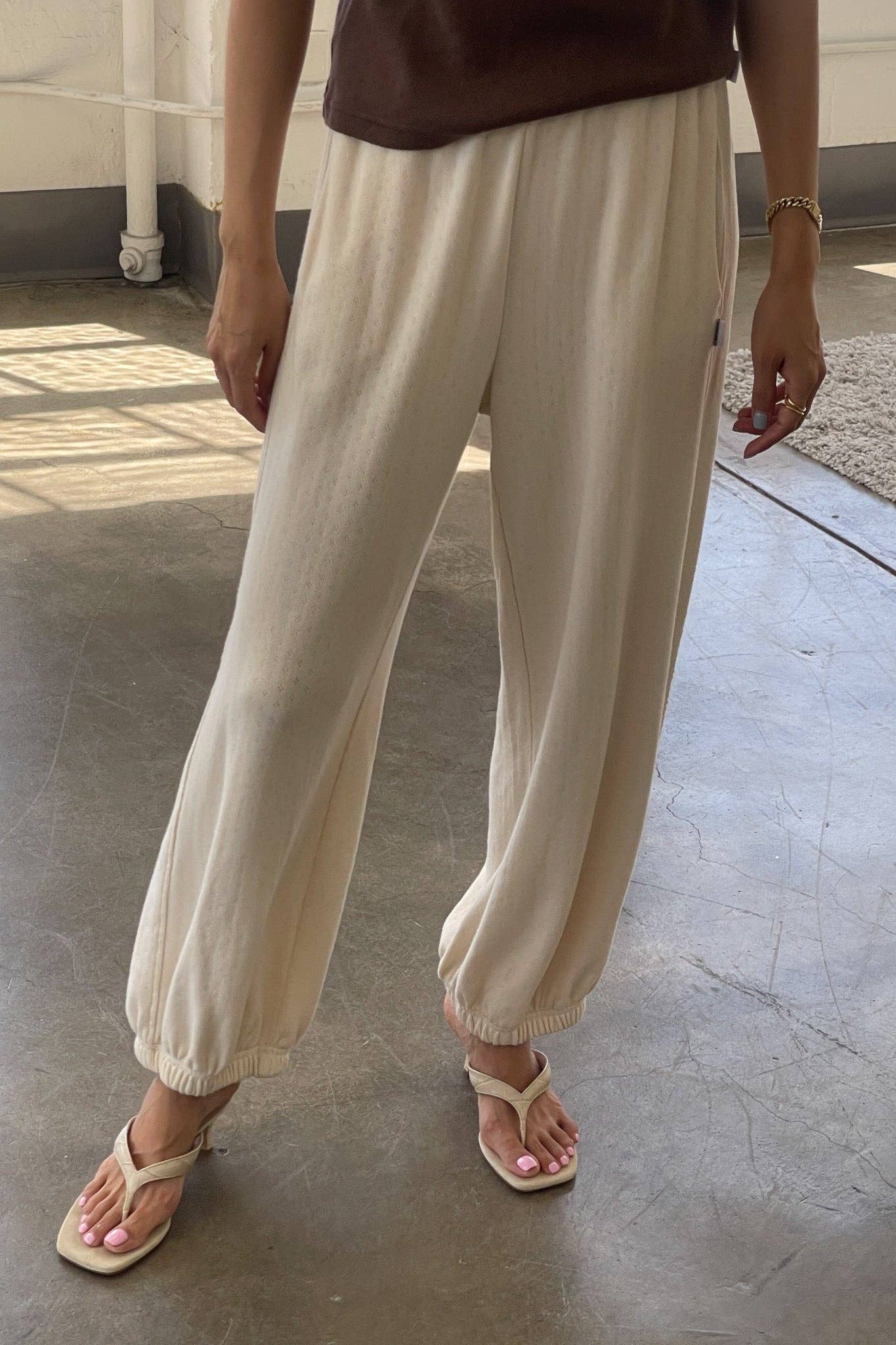 Pointelle Balloon Pants Naturel - Le Bon Shoppe