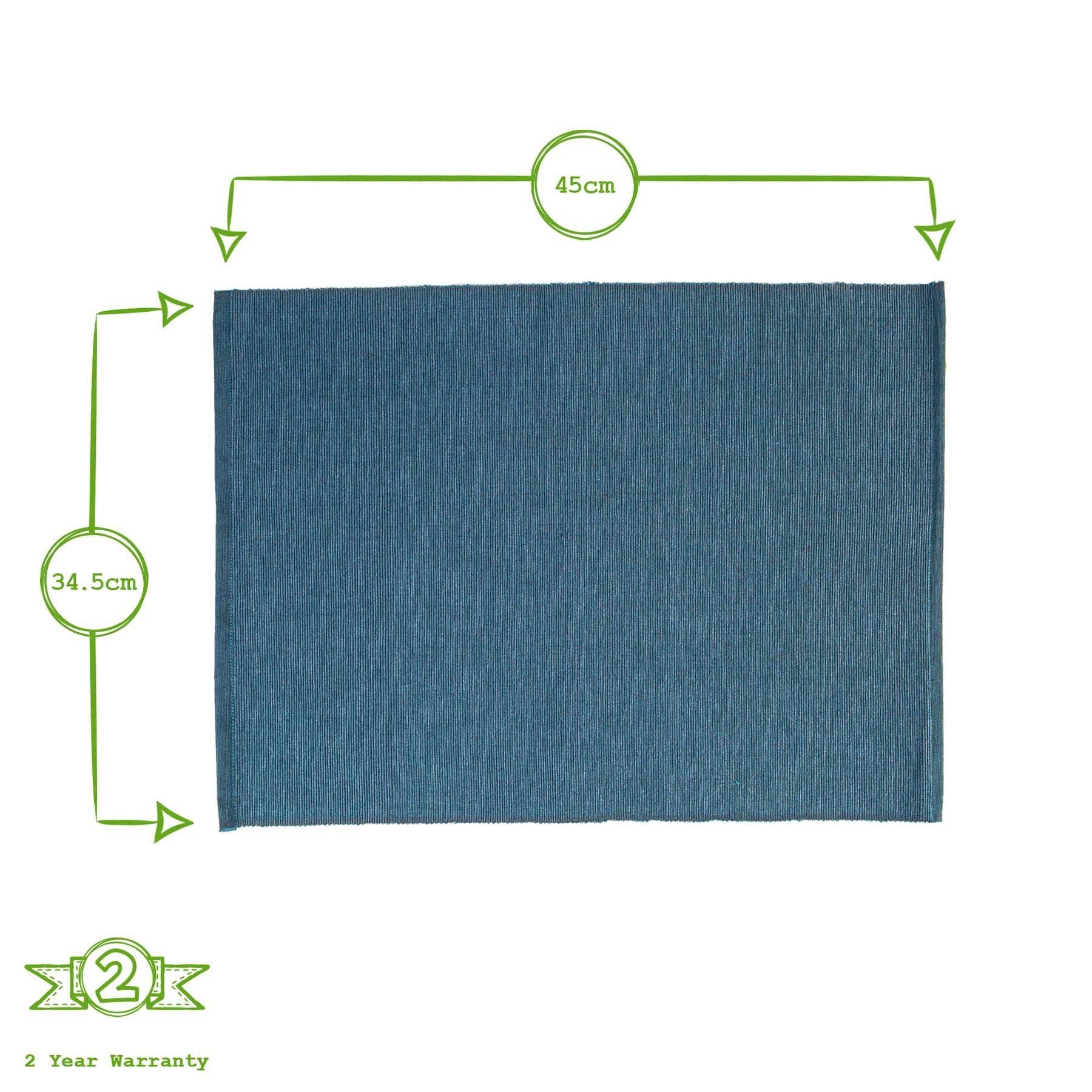 Ribbed Cotton Placemat Pack of 6 - Denim