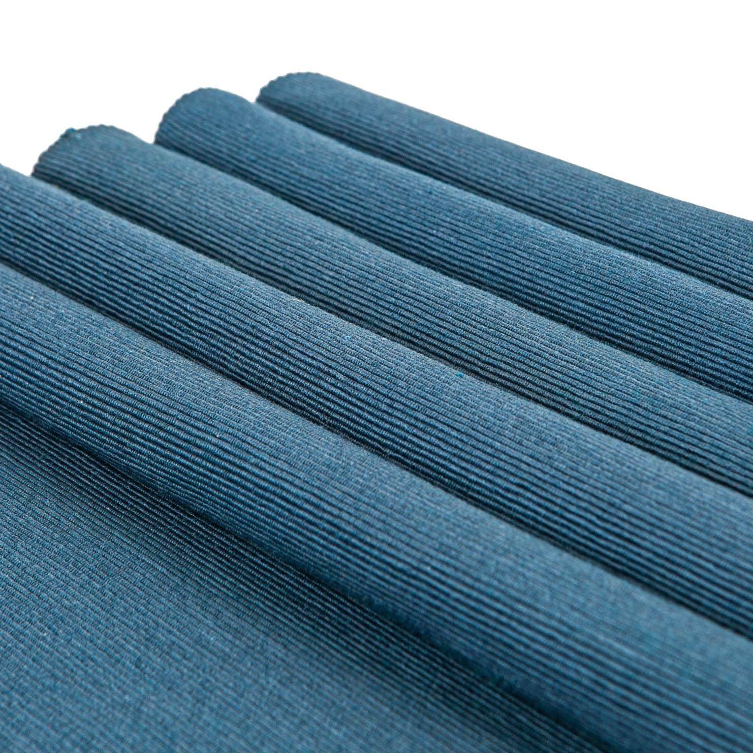 SUTU blue ribbed fabric placemats, premium cotton blend, modern table decor