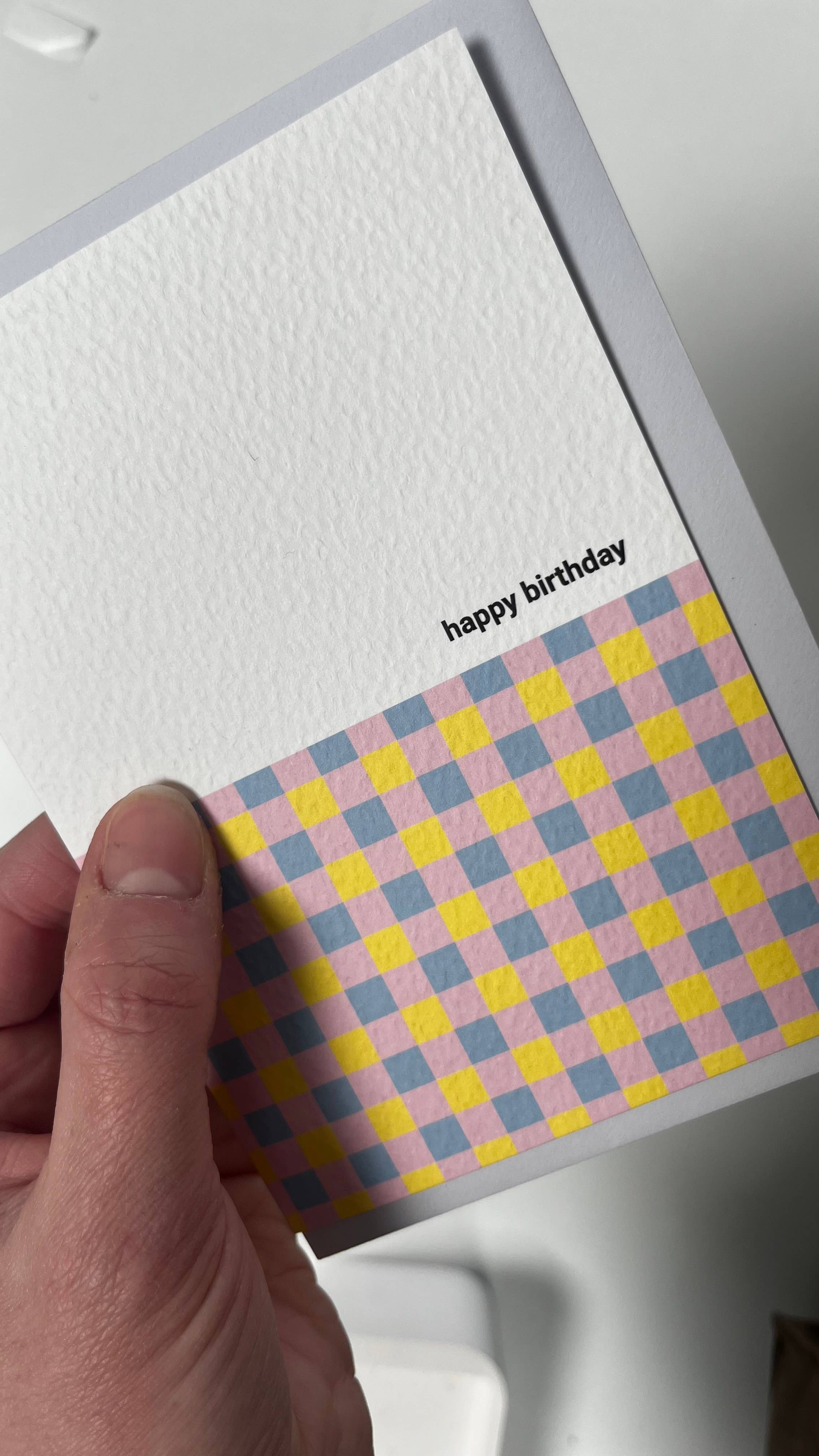 Bright Spring Gingham Happy Birthday Card