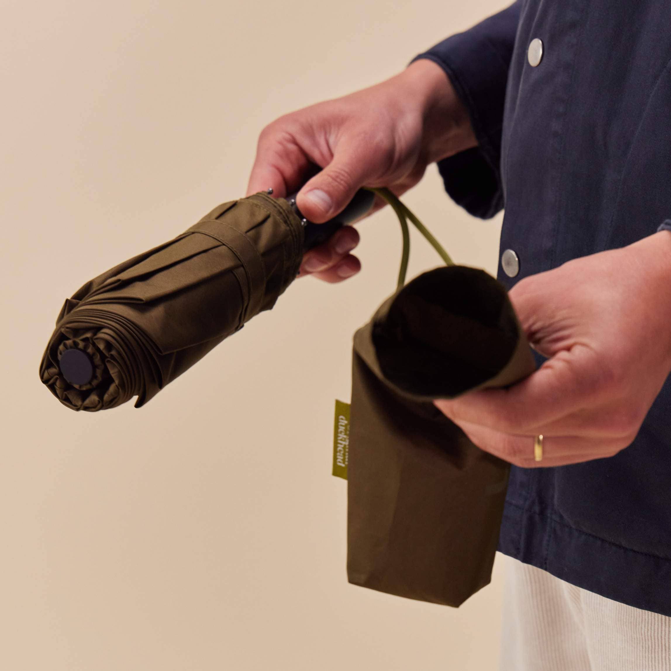The Daily - Dark Olive Eco-Friendly Automatic Umbrella: Black