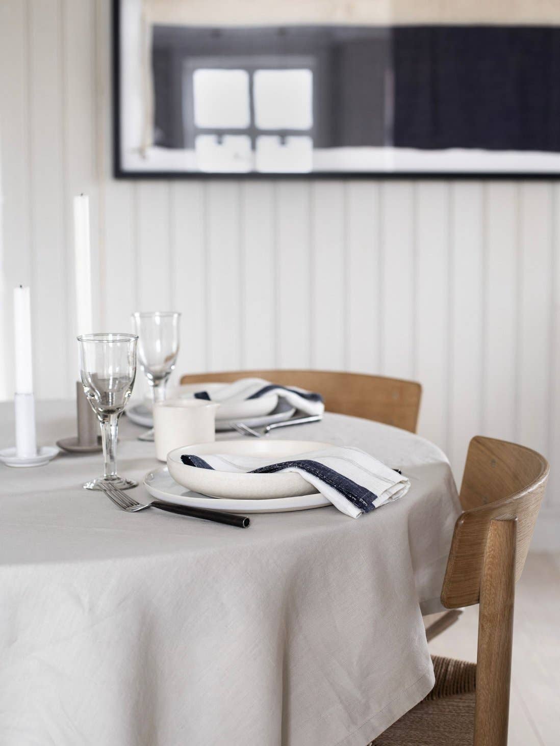 Maya napkin - 100% linen: Navy Stripe
