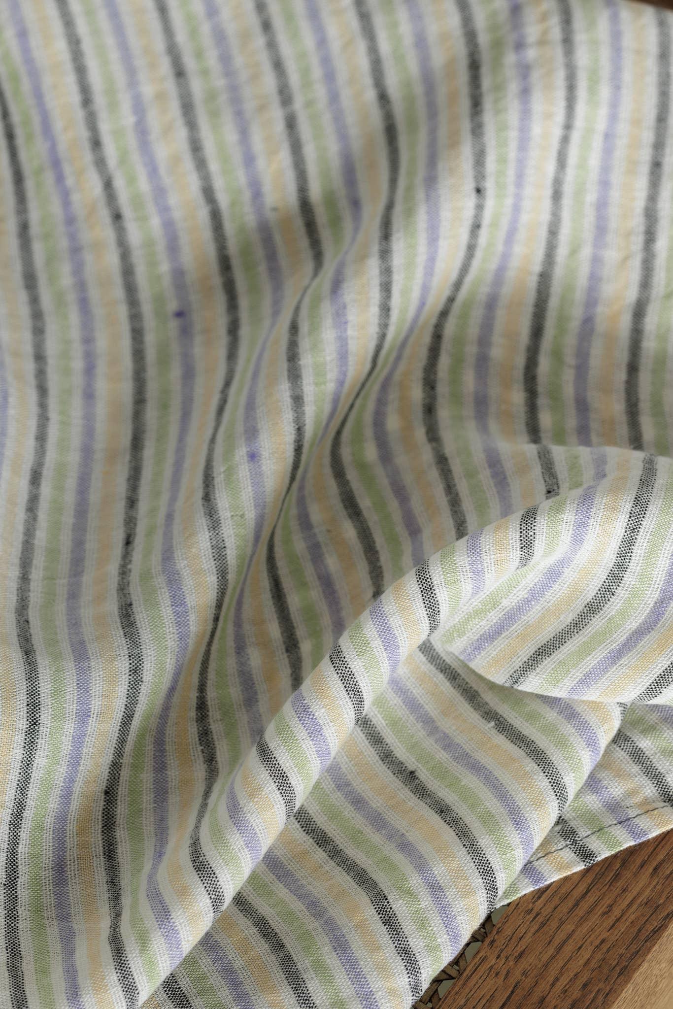 Linen Tea Towel / Lilac stripes La primavera by Dodesign