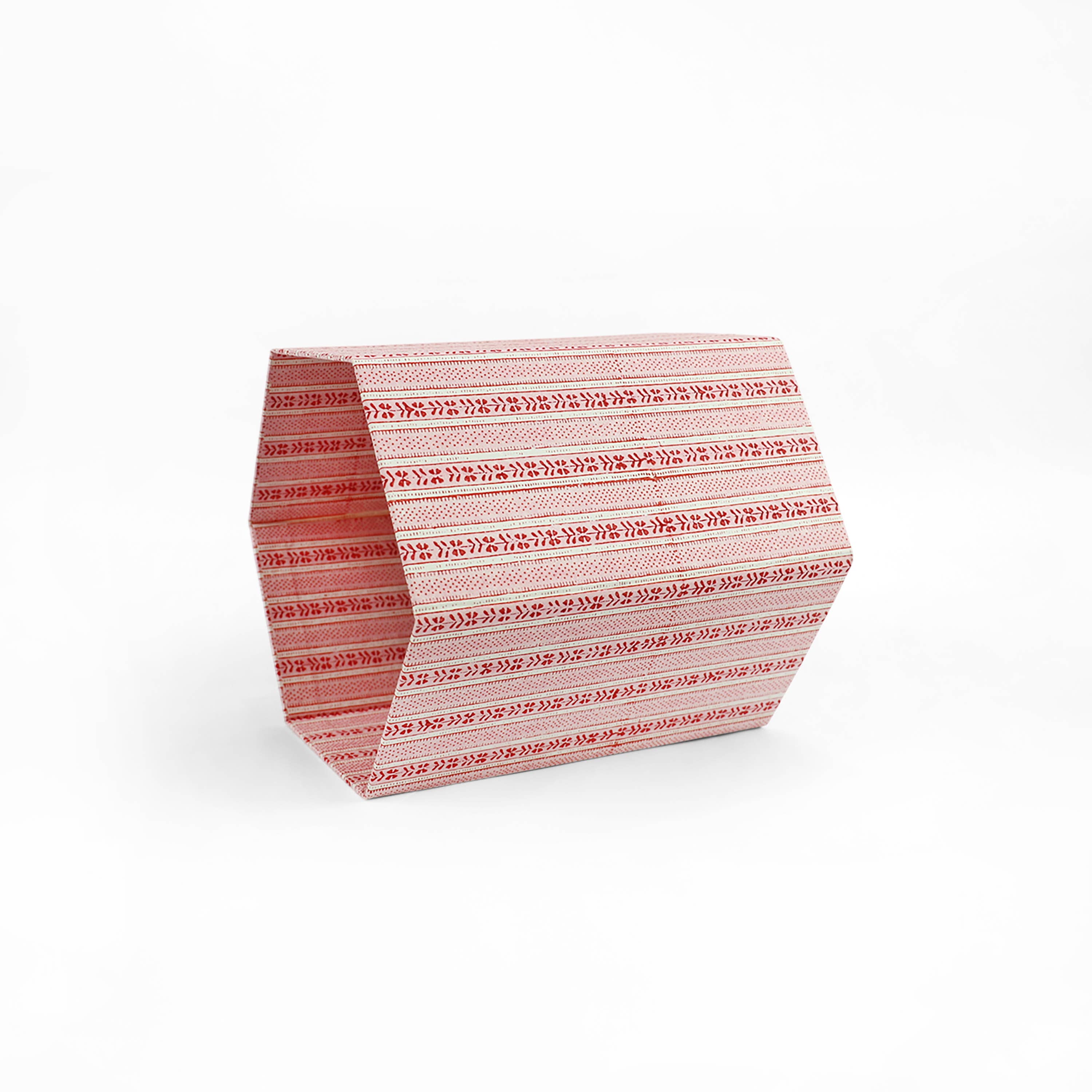 HEXAGON COLLAPSIBLE BASKET - HOLIDAY EDIT FLORAL STRIPE RED