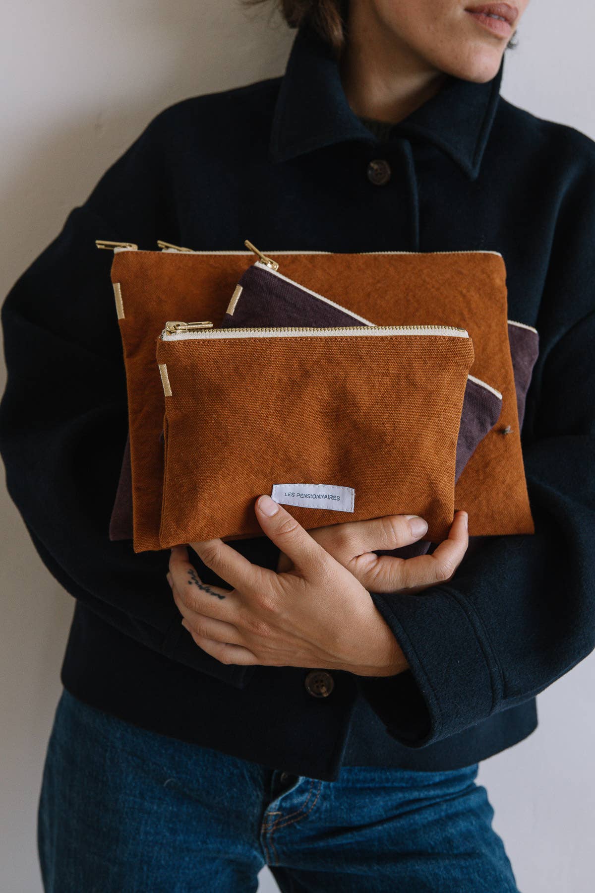 Large Pouch in Caramel Brown Organic Cotton Canvas