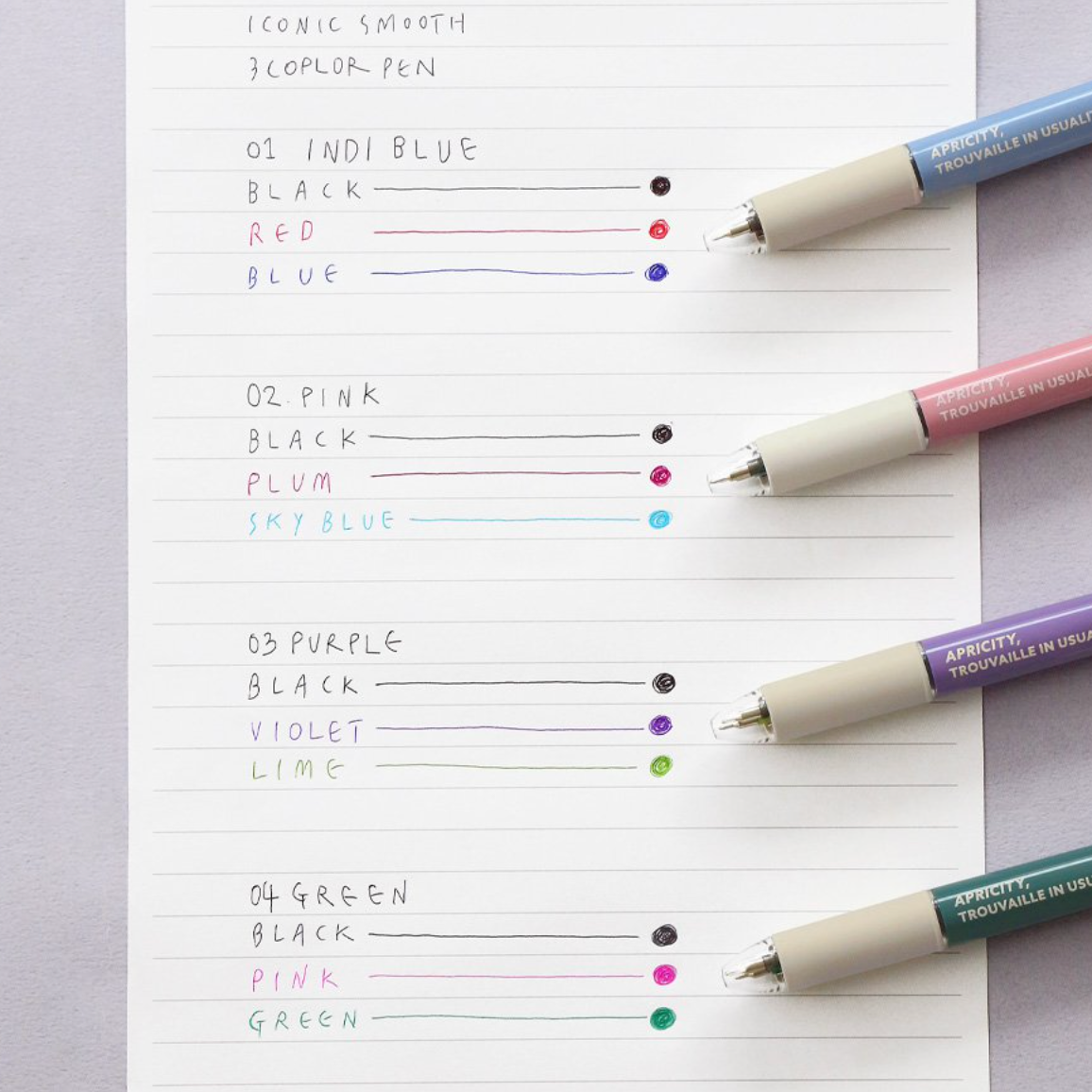Iconic Smooth 3 Colour Pen 0.38mm: Purple