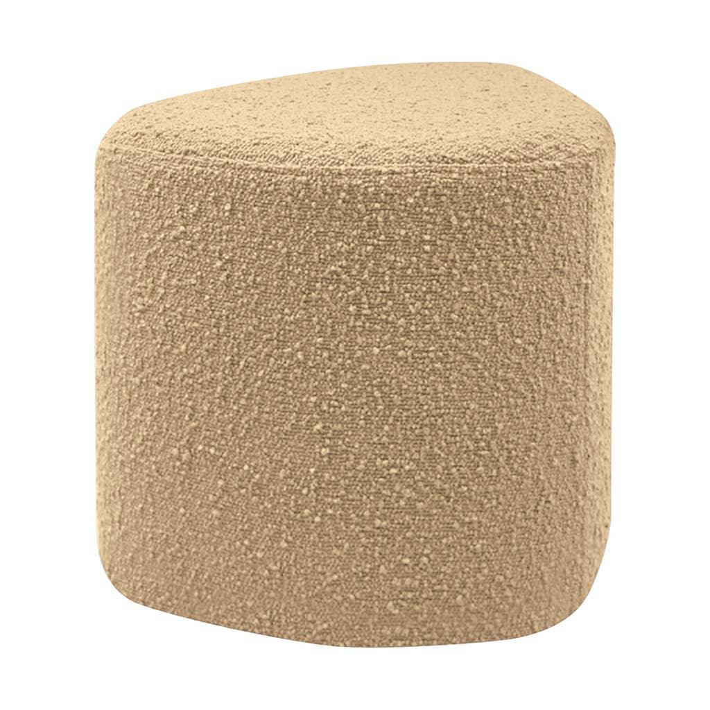 BLAXE boucle fabric beige ottoman, premium modern accent stool, textured upholstery