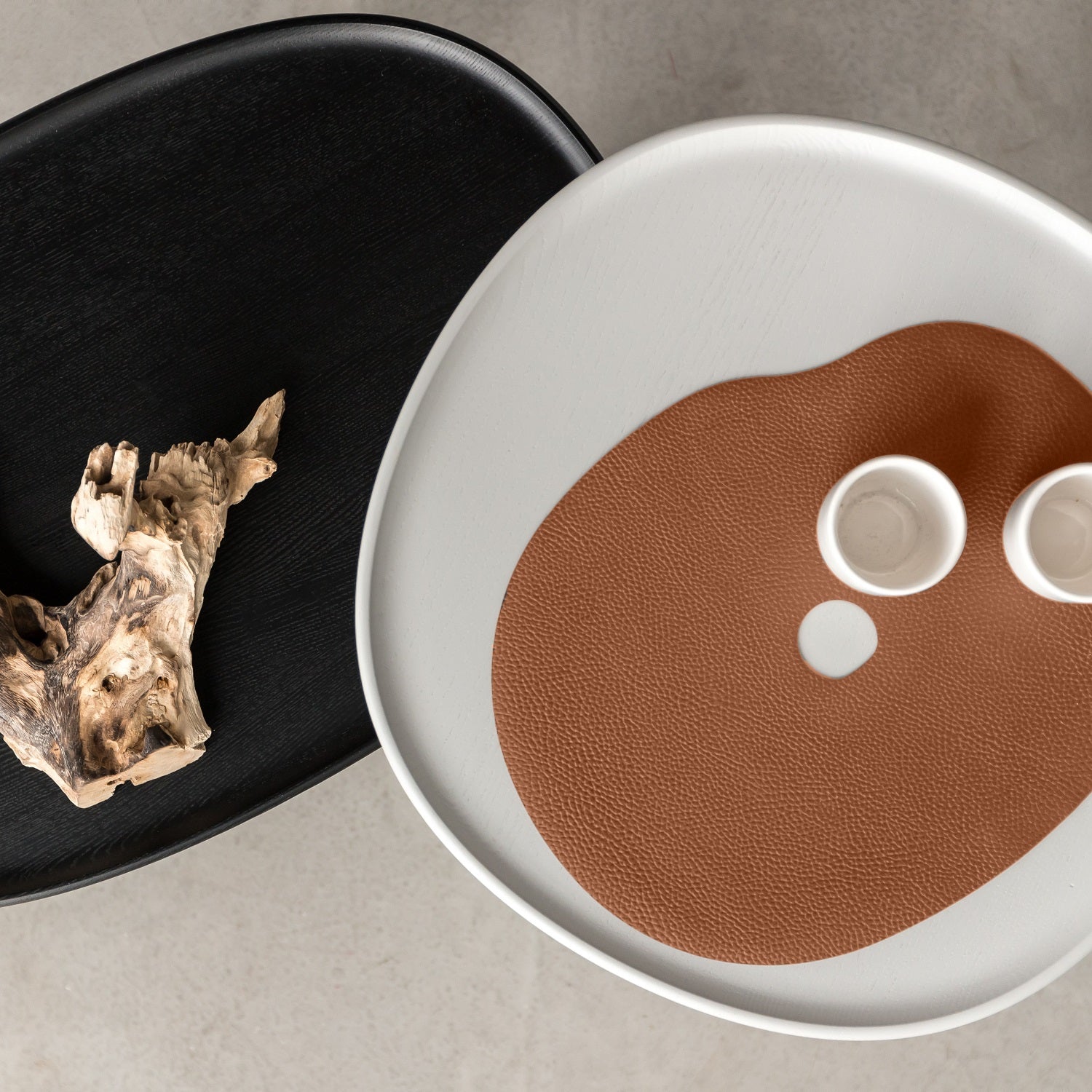 Leather placemat and coaster | rust brown