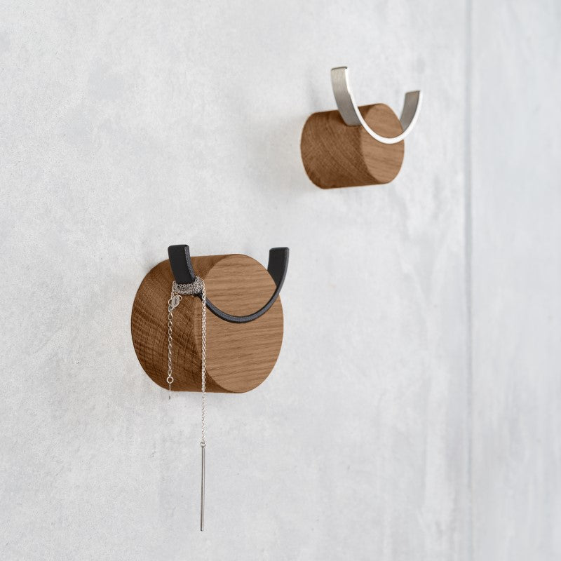 Wall Hook DEER | Oak & stainless steel, walnut finish