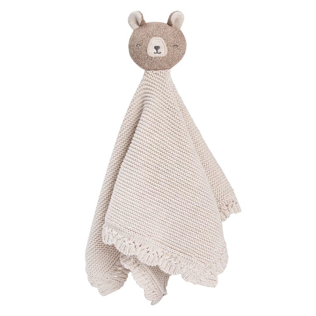 Main Sauvage beige organic cotton bear comforter with knitted texture