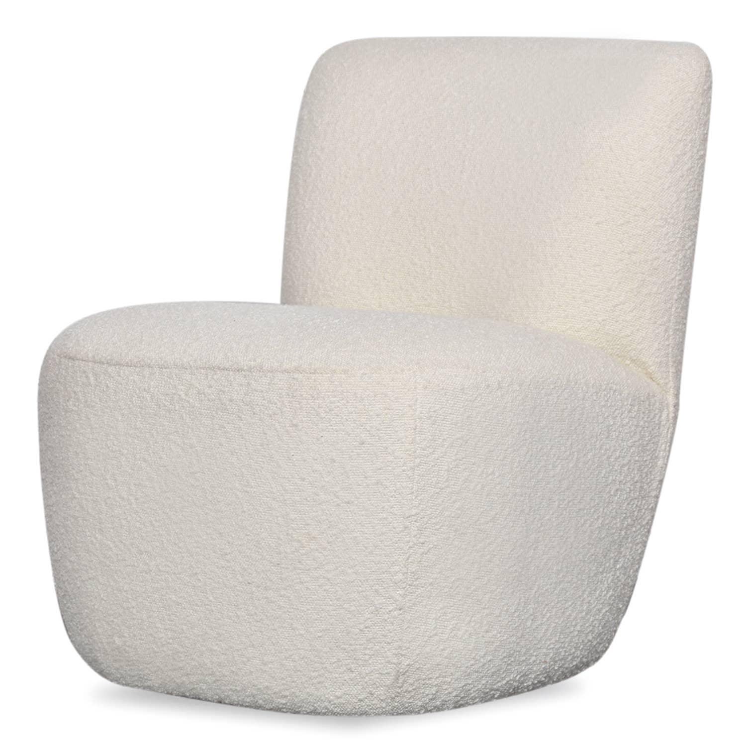 CIEUX boucle fabric lounge chair in ivory white, modern armless design