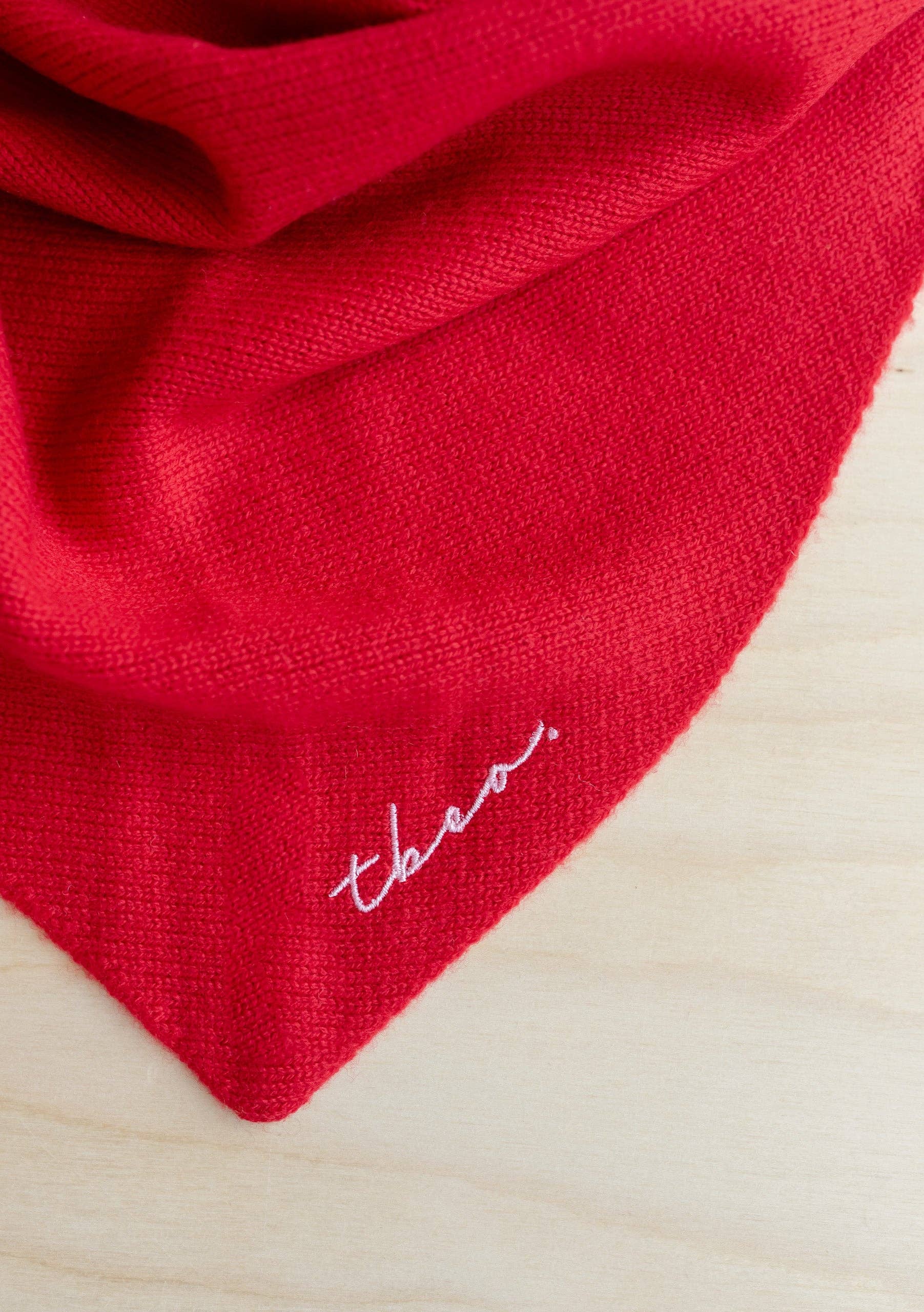 Large Merino Triangle Scarf in Red - TBCo