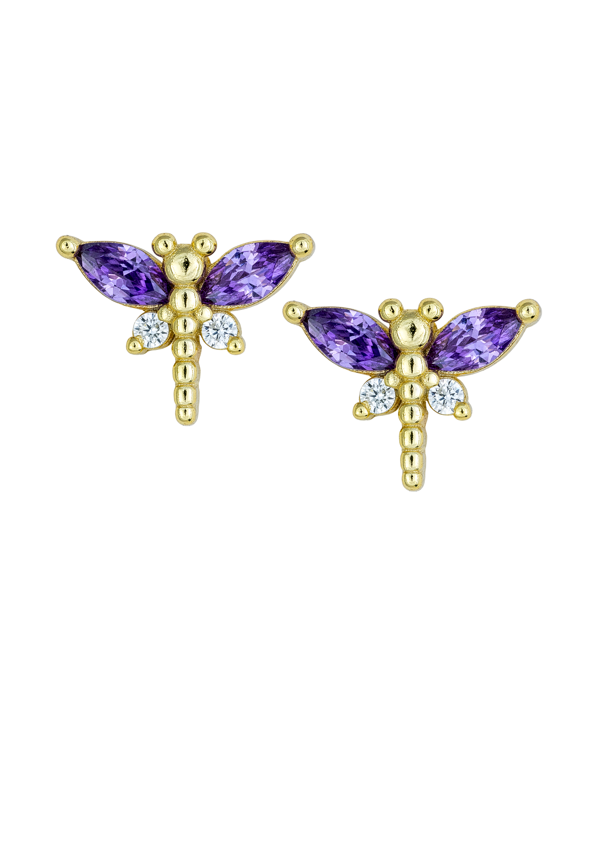 Amethyst Dragonfly Studs - by Atelier 18