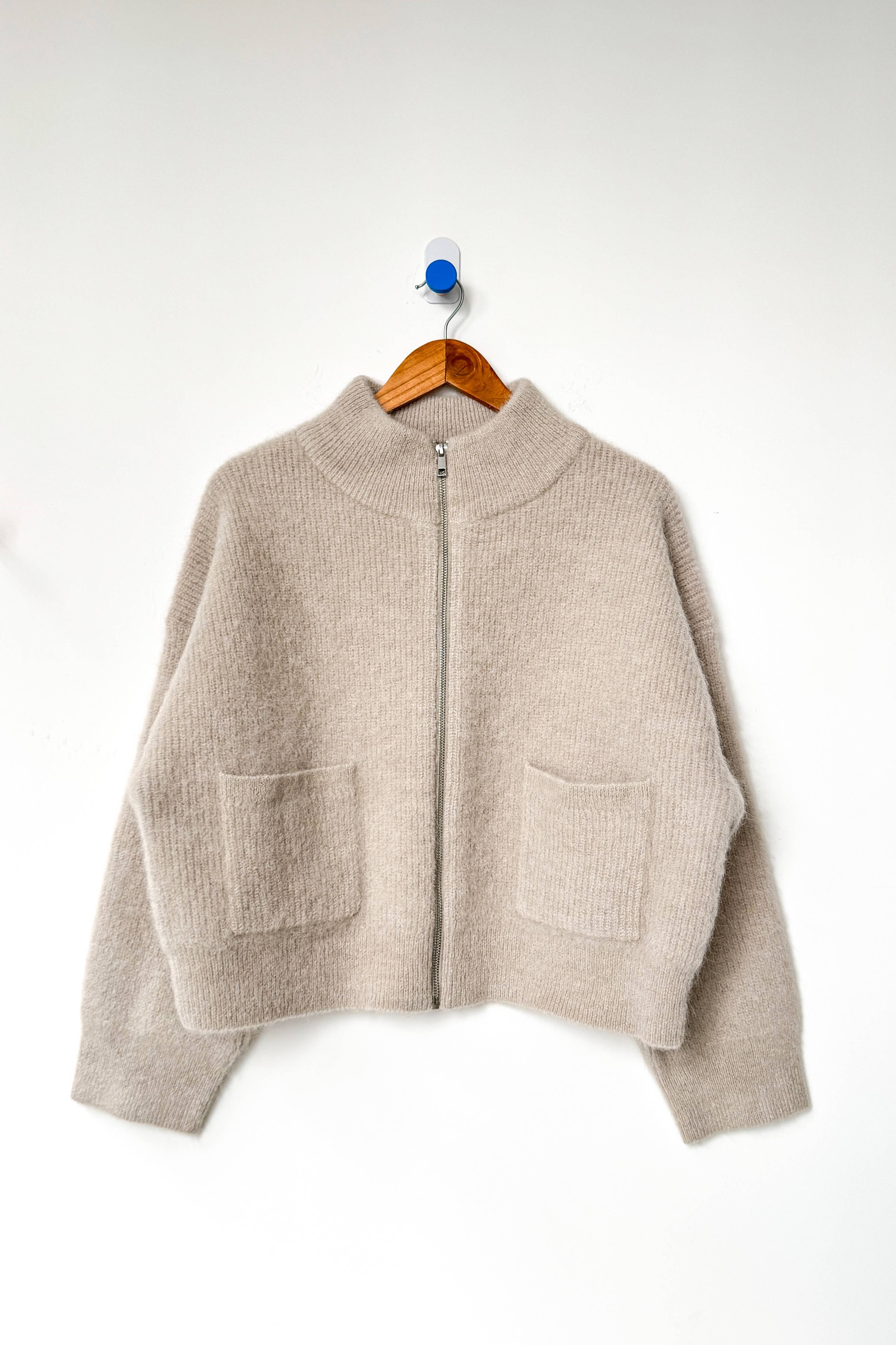 Le Bon Shoppe Alpaca Zip Front Jacket : Smoke